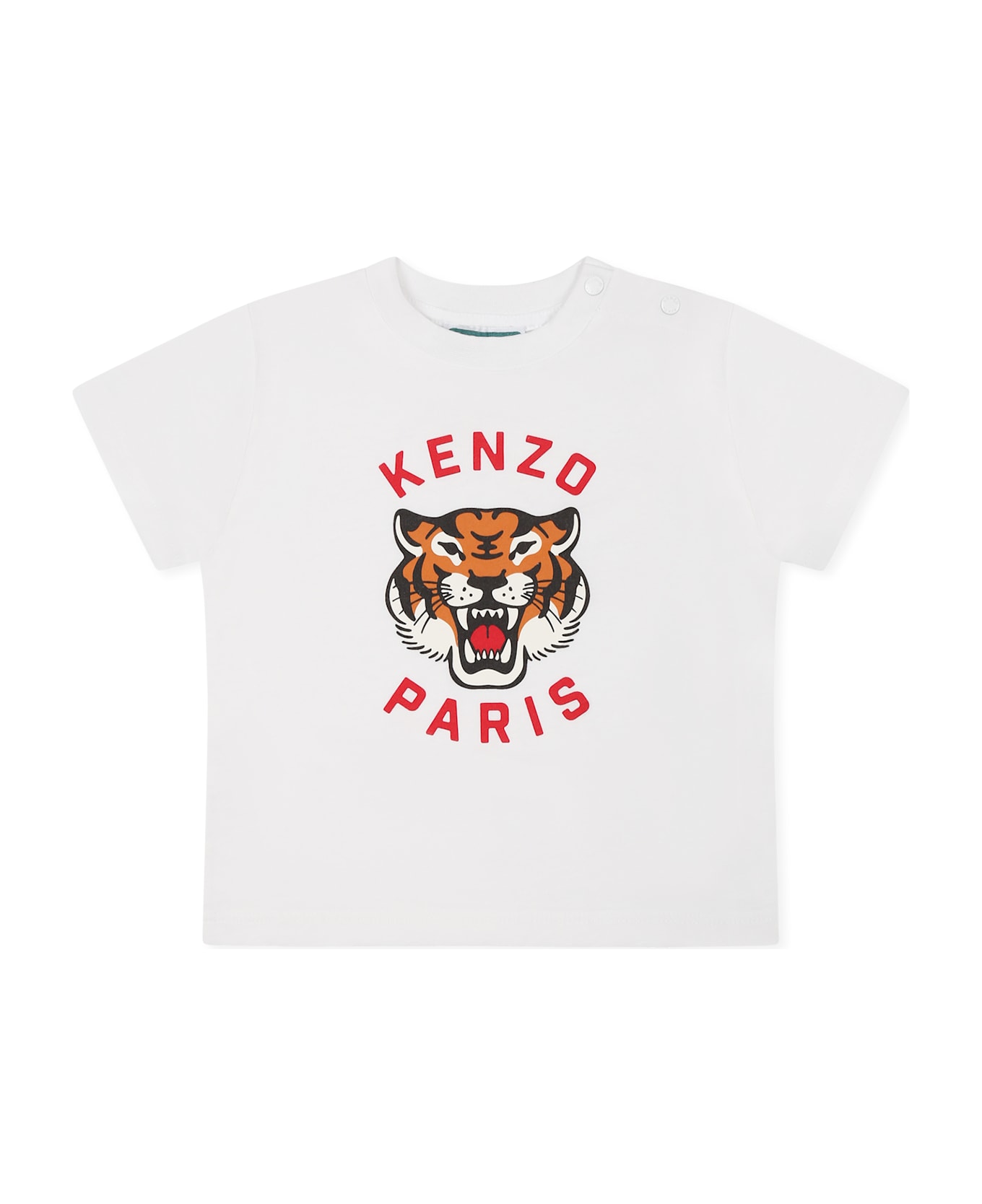 Kenzo Kids White T-shirt For Babykids With Tiger And Logo - White