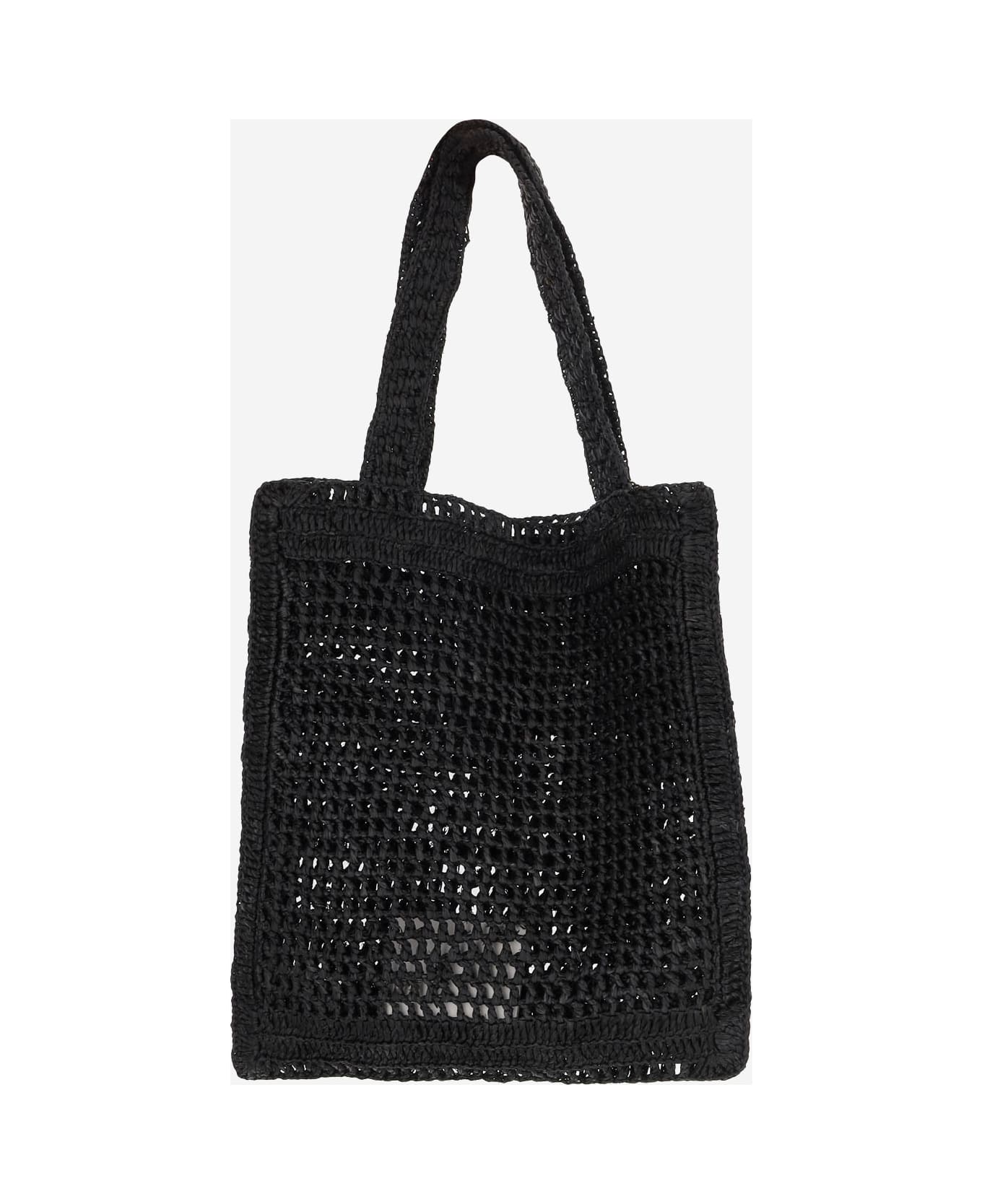 Chloé Summer Banana Raffia Tote Bag - Black