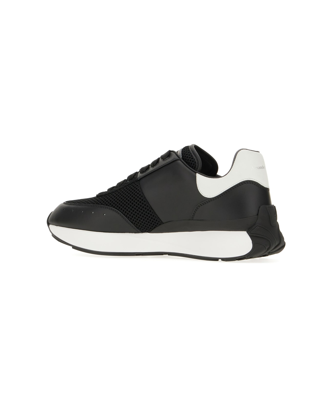 Alexander McQueen Panelled Chunky Lace-up Sneakers - BLACK WHITE SILVER