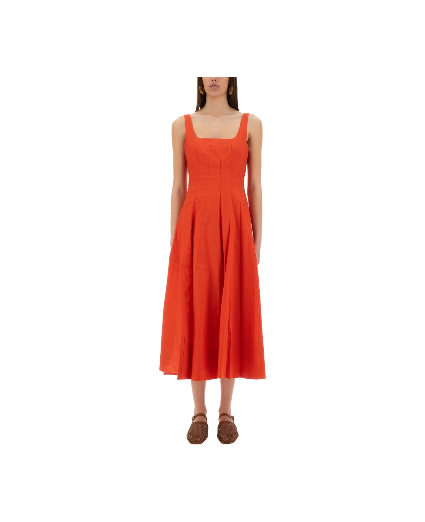 STAUD Midi Dress "wells" - RED
