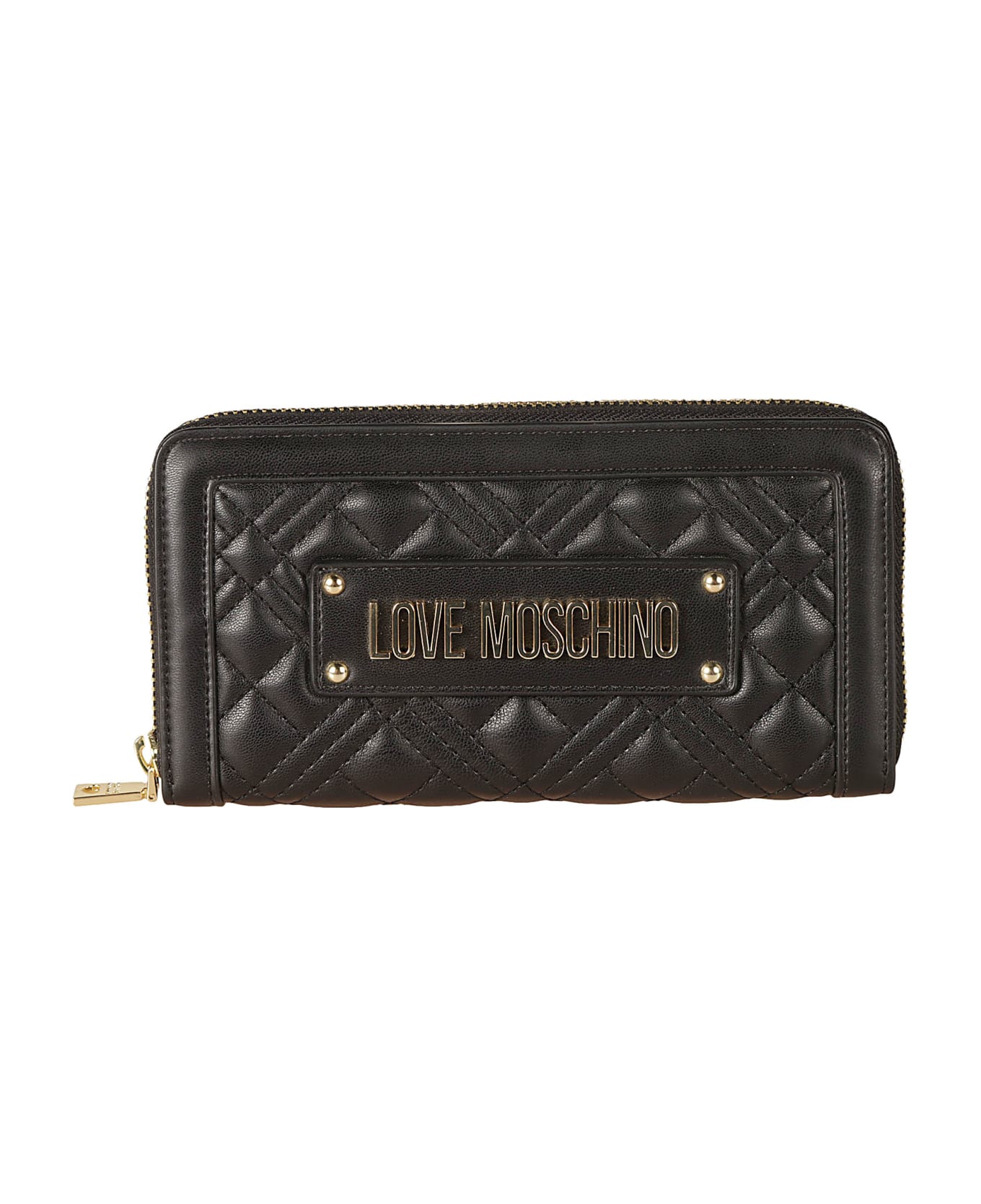 Love Moschino Logo Plaque Quilted Zip-around Wallet - Black