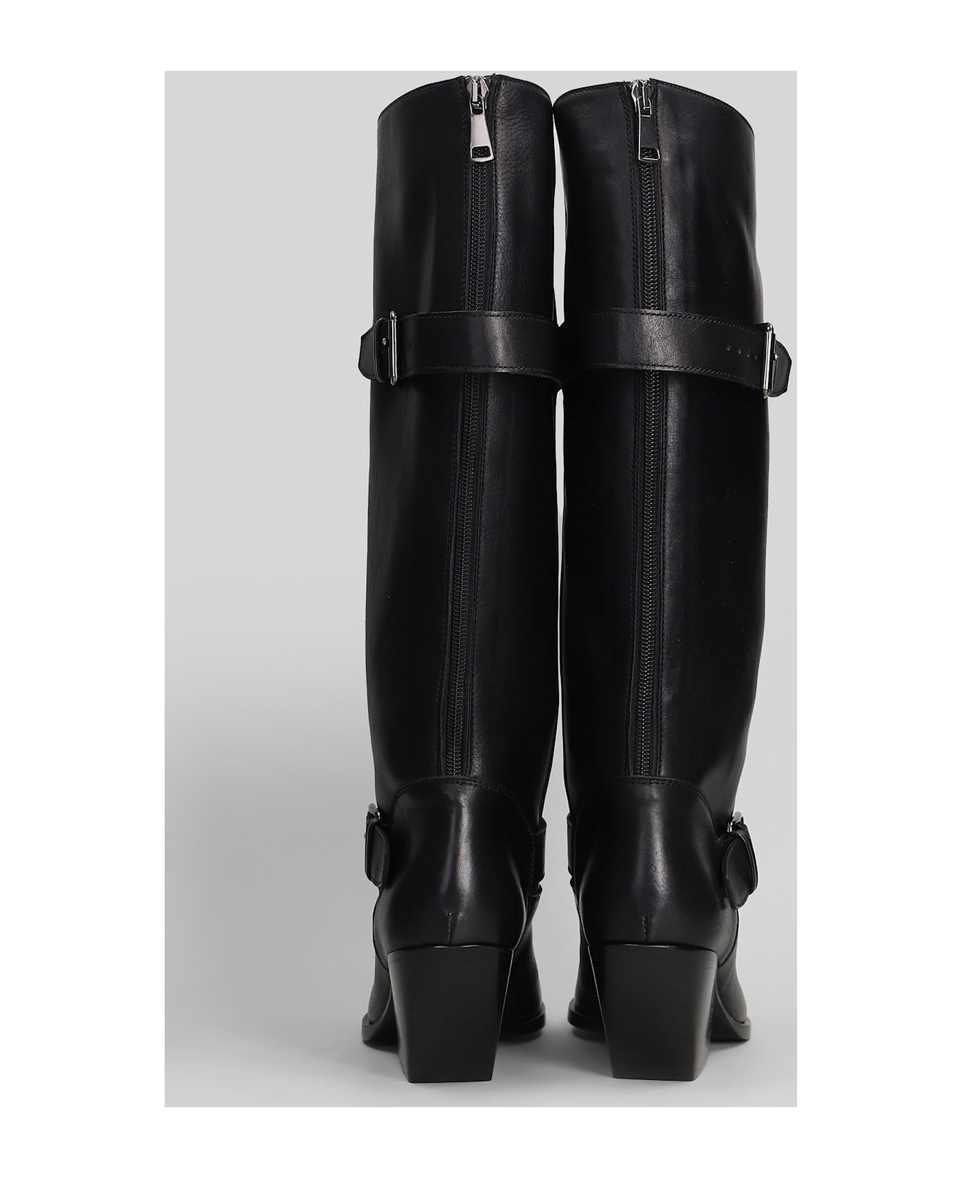 Elena Iachi Texan Boots In Black Leather - black