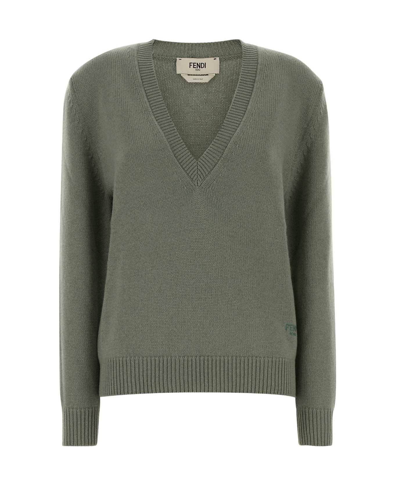 Fendi Sage Green Stretch Cashmere Sweater - SAGE-25