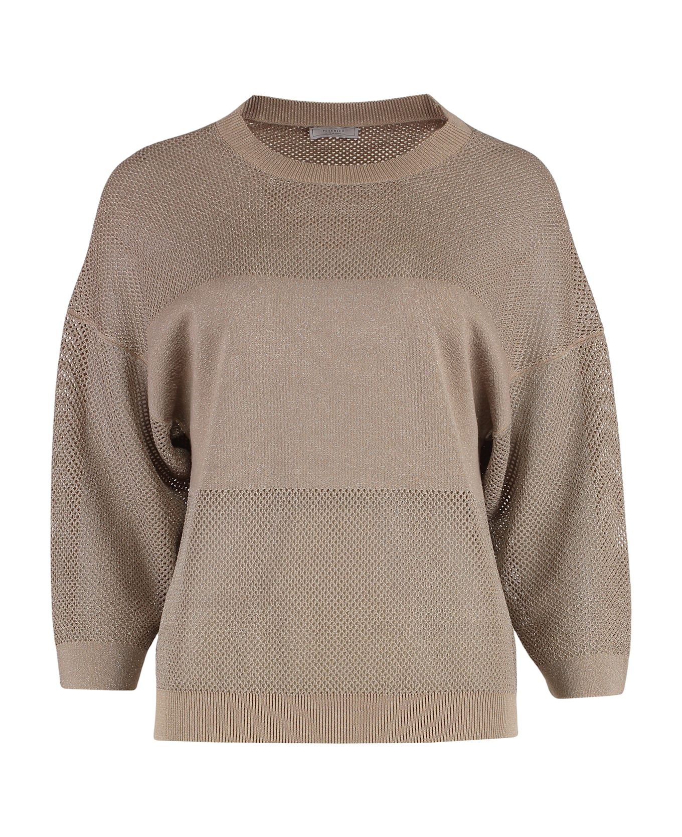 Peserico Cotton Blend Crew-neck Sweater - Beige