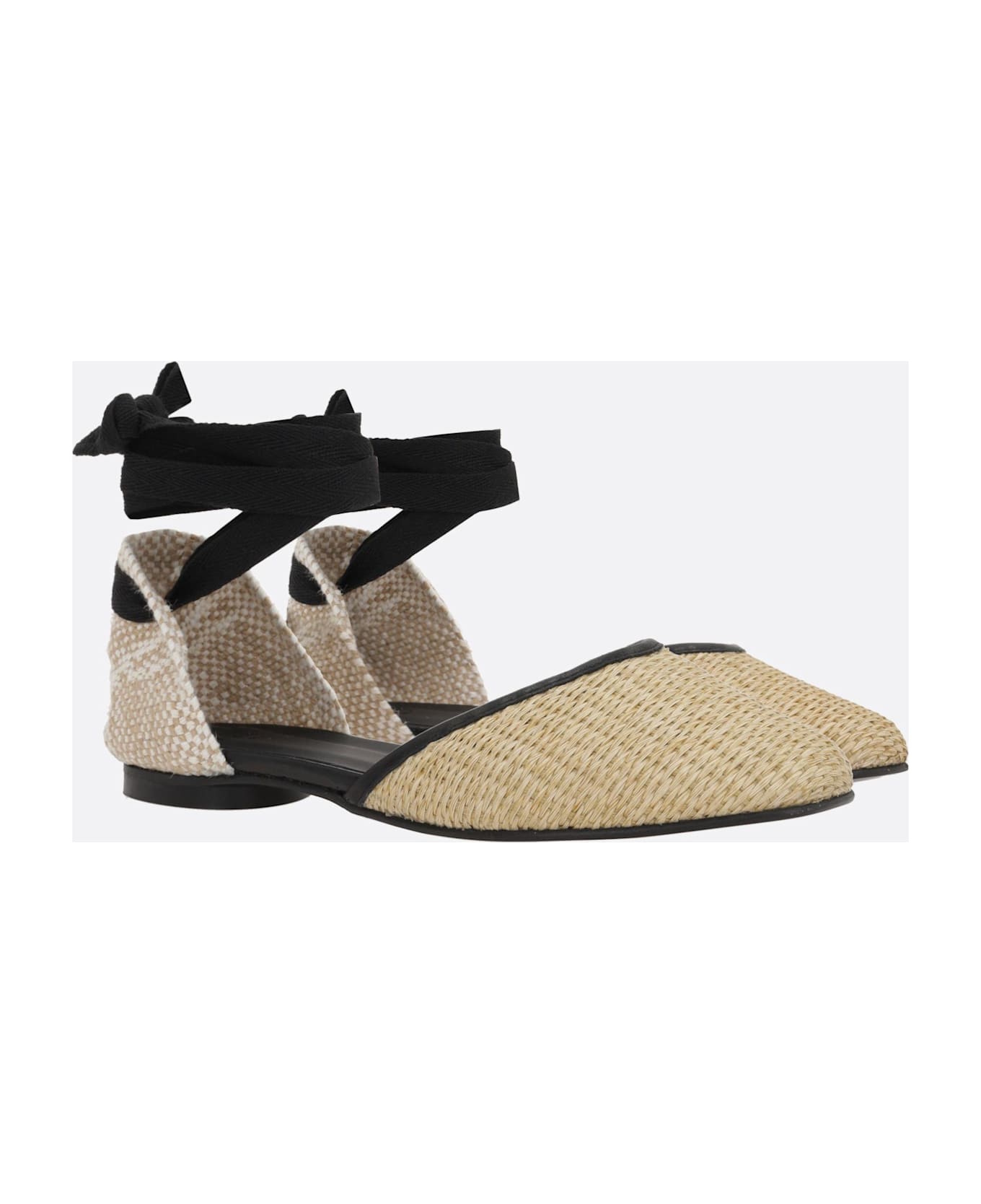 Castañer Gasby/104 Ballerinas In Raffia And Juta - Negro