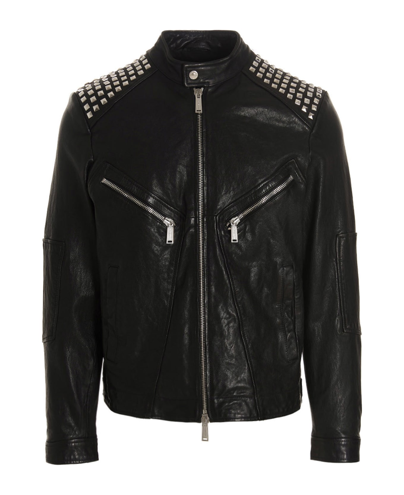 Dsquared2 Studded Leather Jacket - Black  