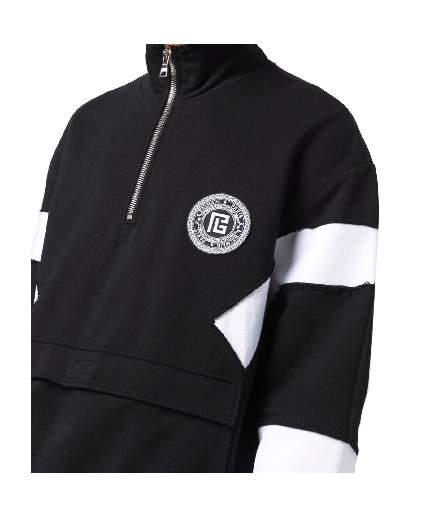 Balmain Circle Logo Cotton Sweatshirt - Black フリース