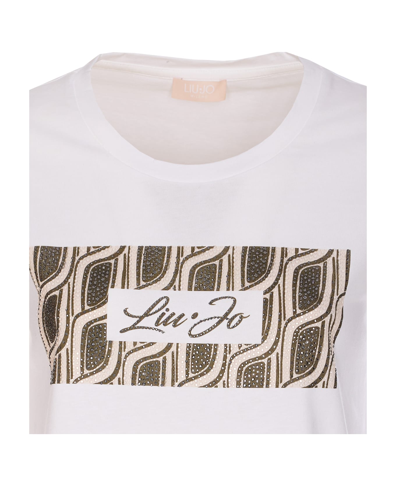 Liu-Jo Strass Logo T-shirt - White