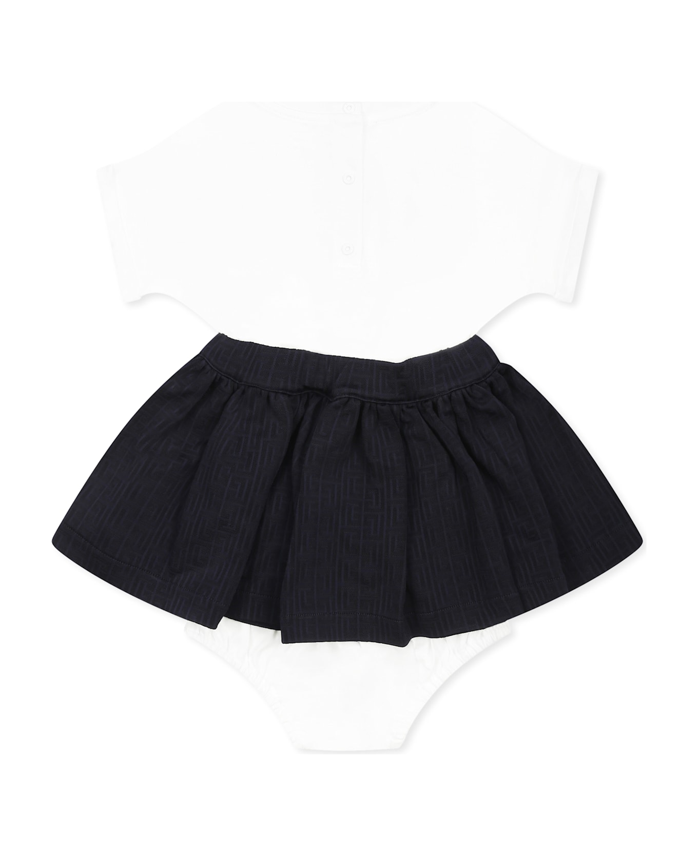 Balmain White Dress For Baby Girl With Logo - Multicolor