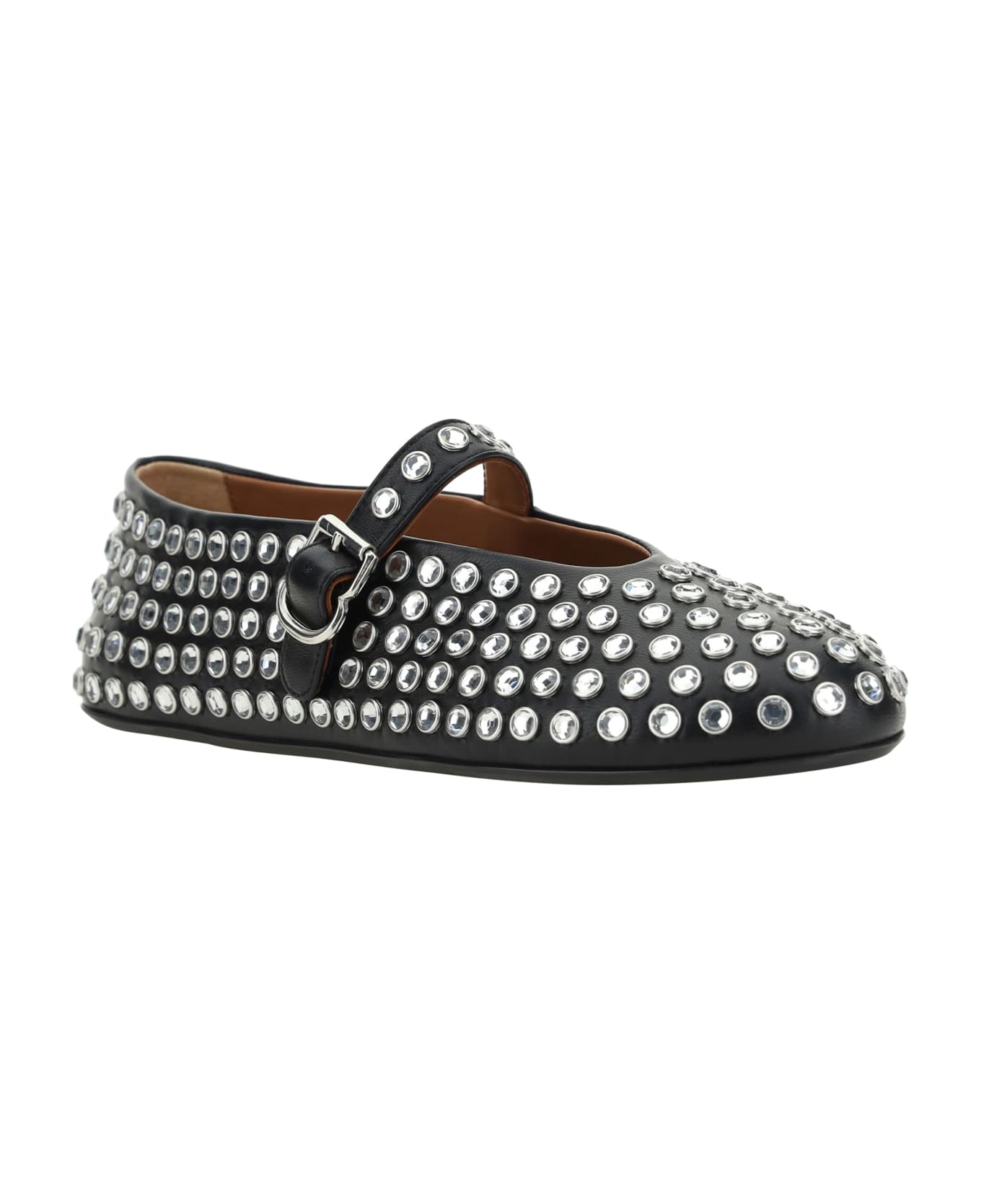 Alaia Ballet Flats With Crystals - Noir