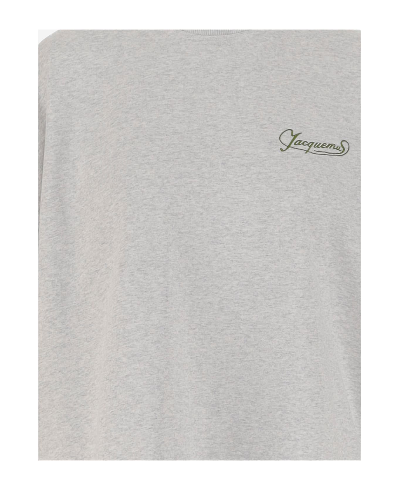 Jacquemus Cotton Boxy T-shirt With Logo - Grey