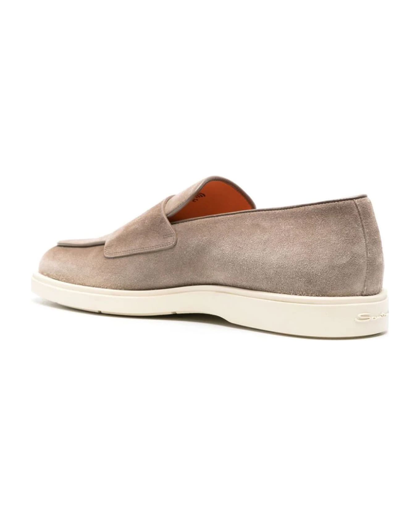 Santoni Taupe Calf Suede Monk Shoes - Grey