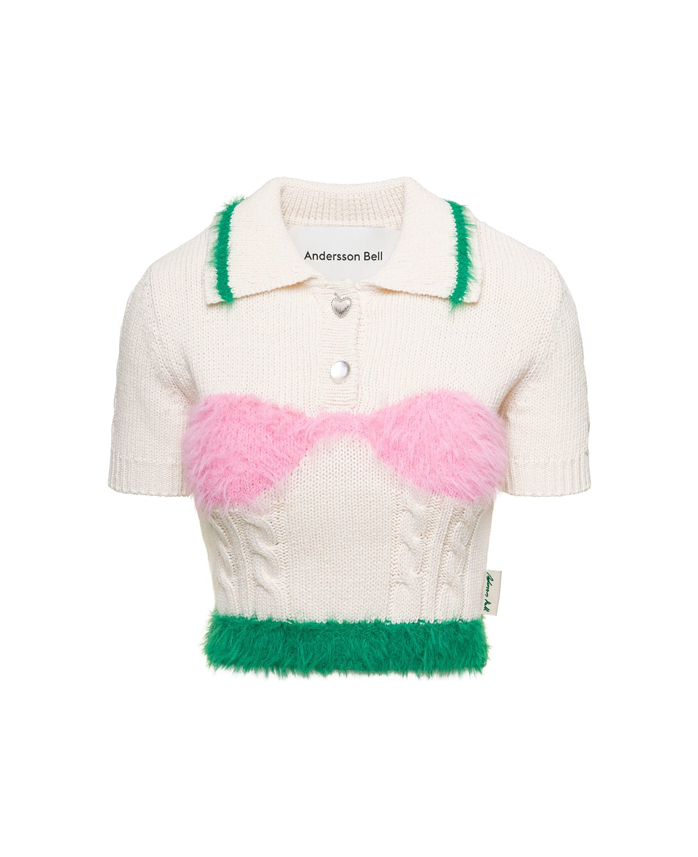 Andersson Bell 'hayes Lingerie' White Knit Top With Lingerie Intarsia In Cotton Woman - White