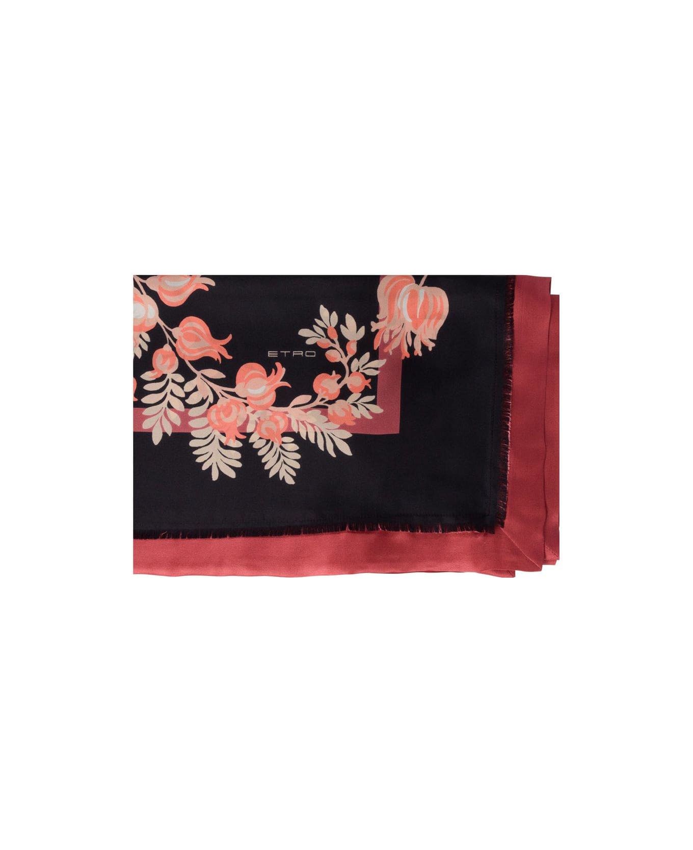 Etro Floral Printed Square Scarf - Stampa Fondo Nero