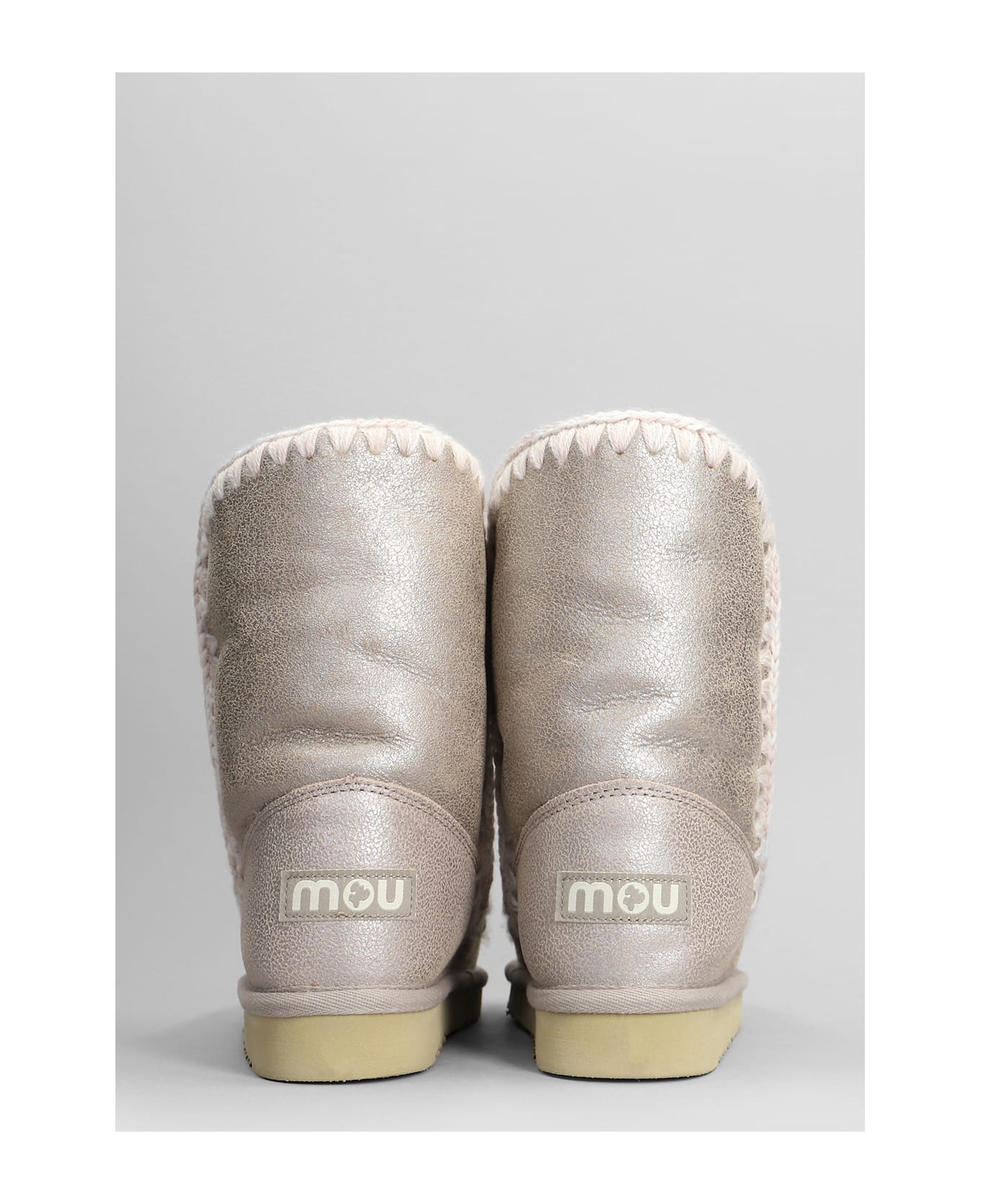Mou Eskimo 24 Low Heels Ankle Boots In Beige Leather - beige ブーツ