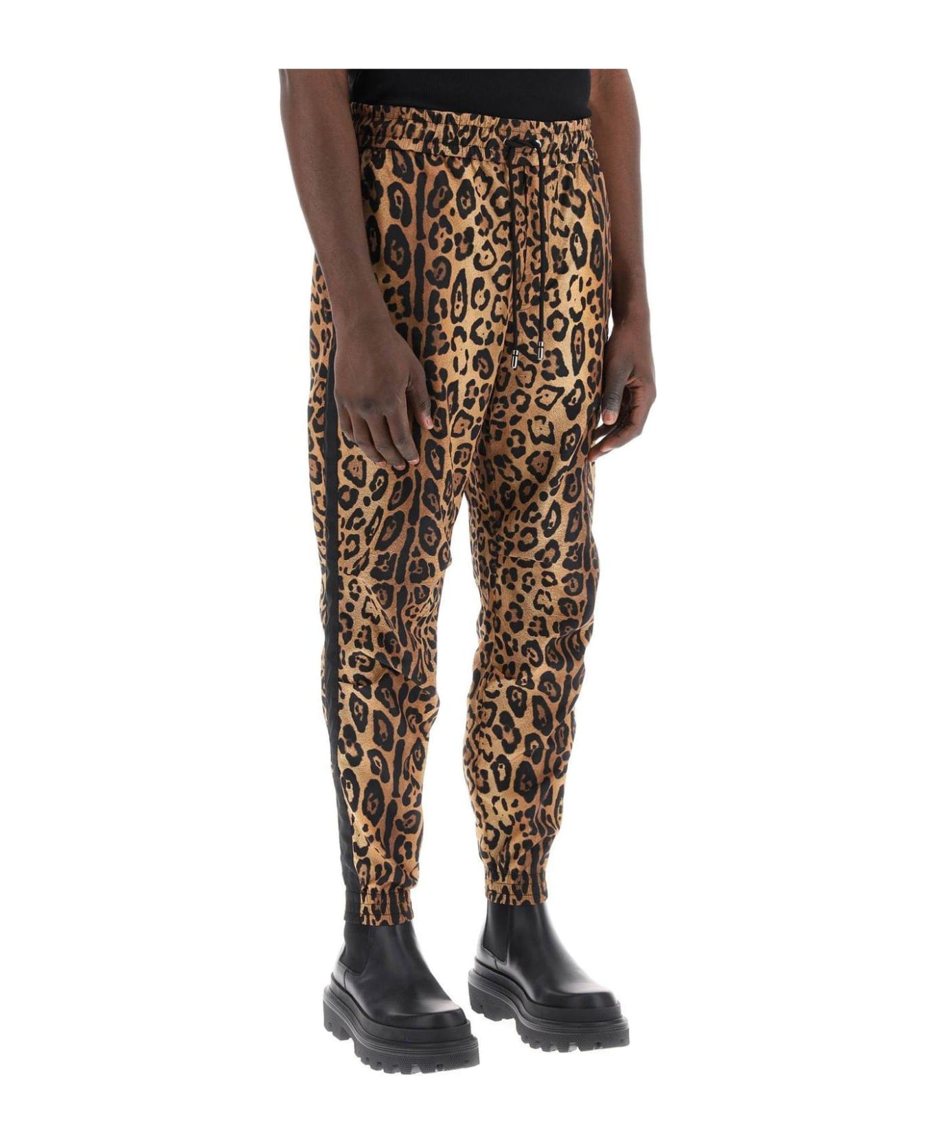 Dolce & Gabbana Leopard Printed Drawstring Pants - LEO INGRAND MARRONE (Beige)