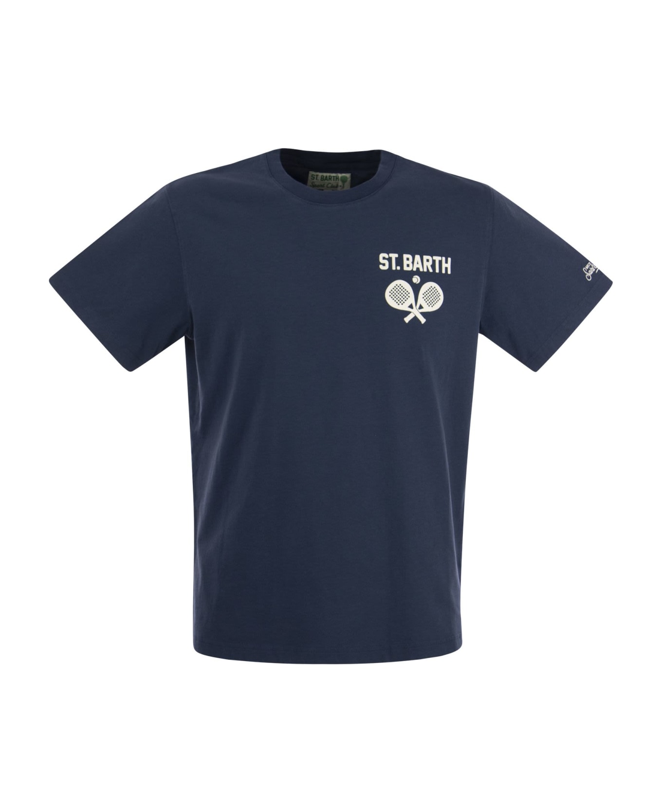 MC2 Saint Barth Cotton T-shirt With St Barth Print - Blue