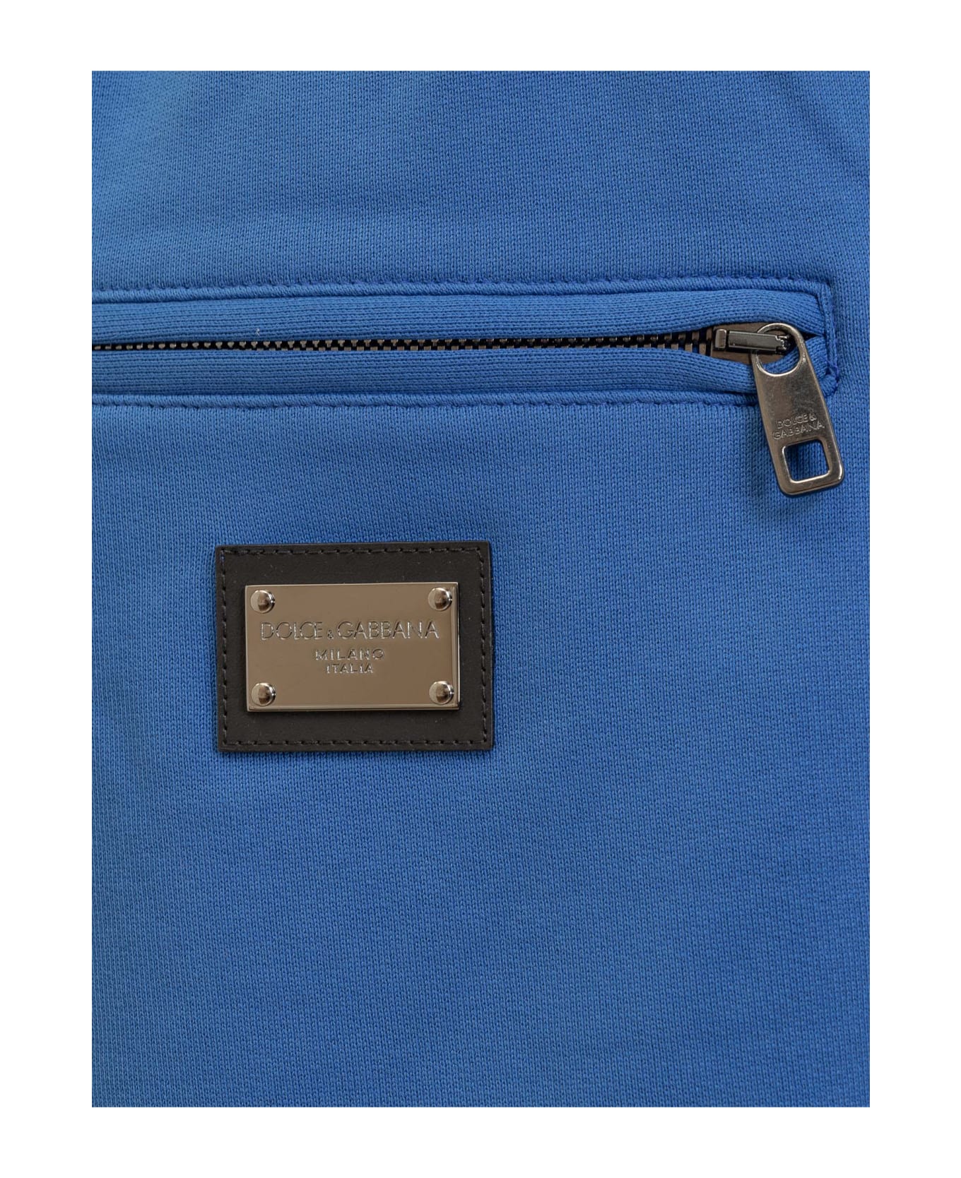 Dolce poplin & Gabbana Jogging Shorts With Logo Plaque - blue