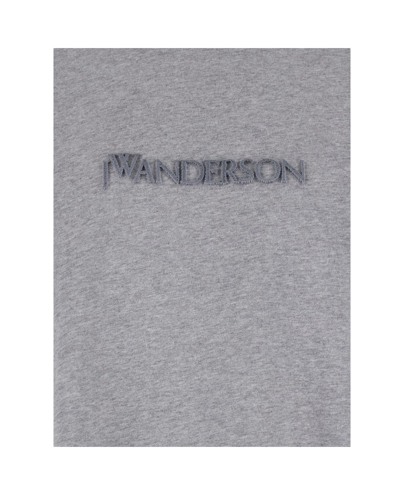 J.W. Anderson Grey Crewneck T-shirt With Logo Embroidery On The Front In Cotton Man - Grey