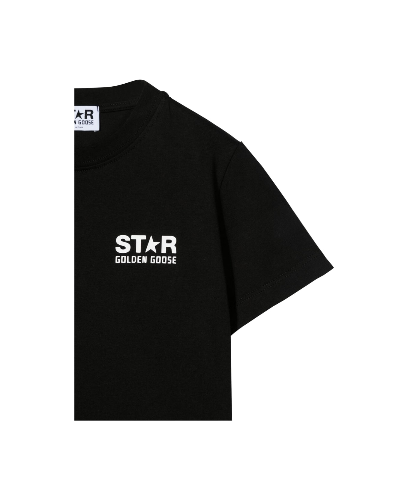 Golden Goose Star/ Boy's T-shirt S/s Logo/ Big Star Printed - BLACK