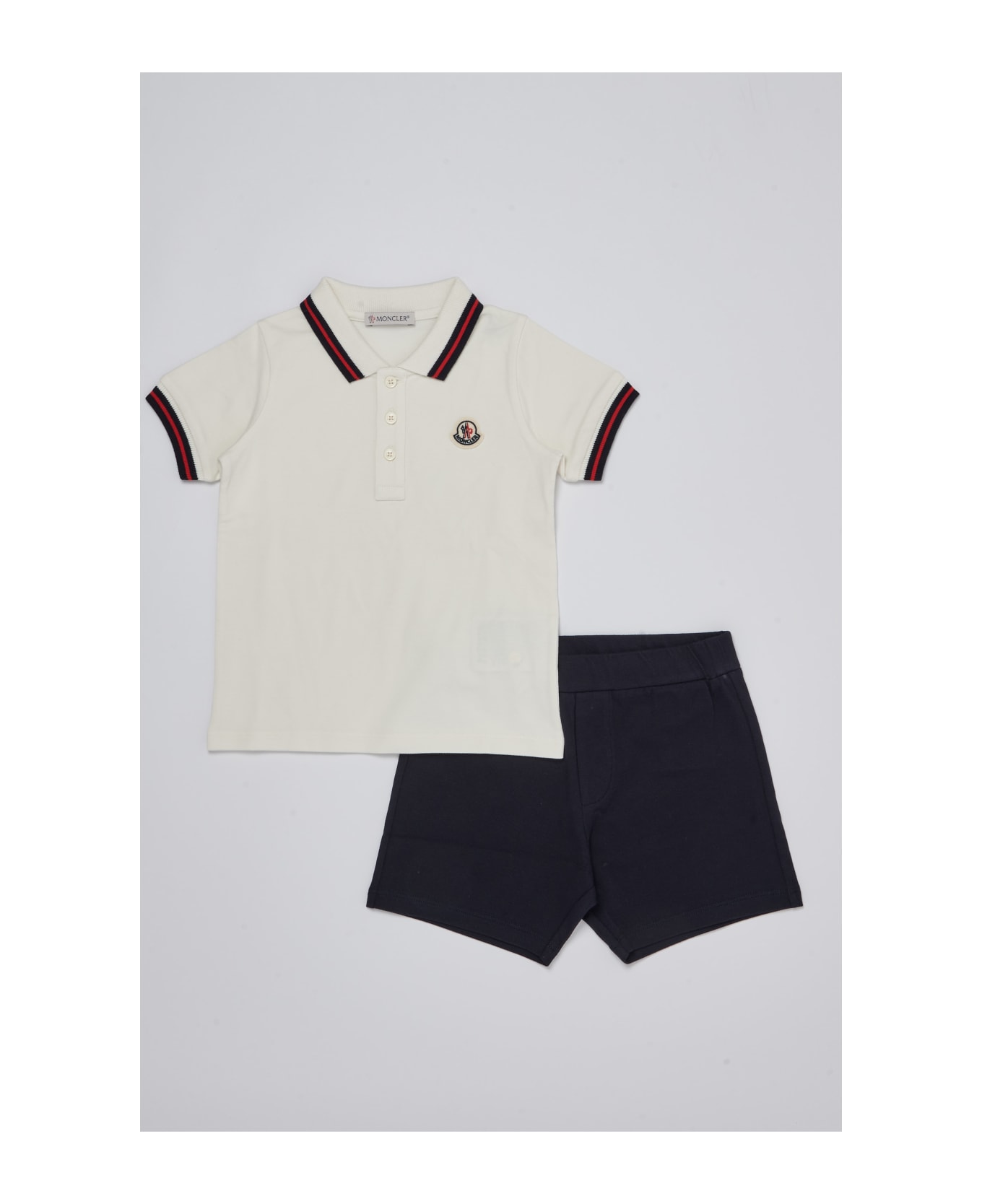 Moncler Polo+shorts Suit - BIANCO-BLU