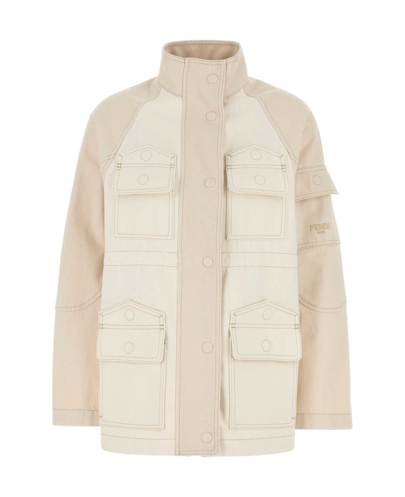 Fendi Ivory Denim Parka - WHITE ジャケット