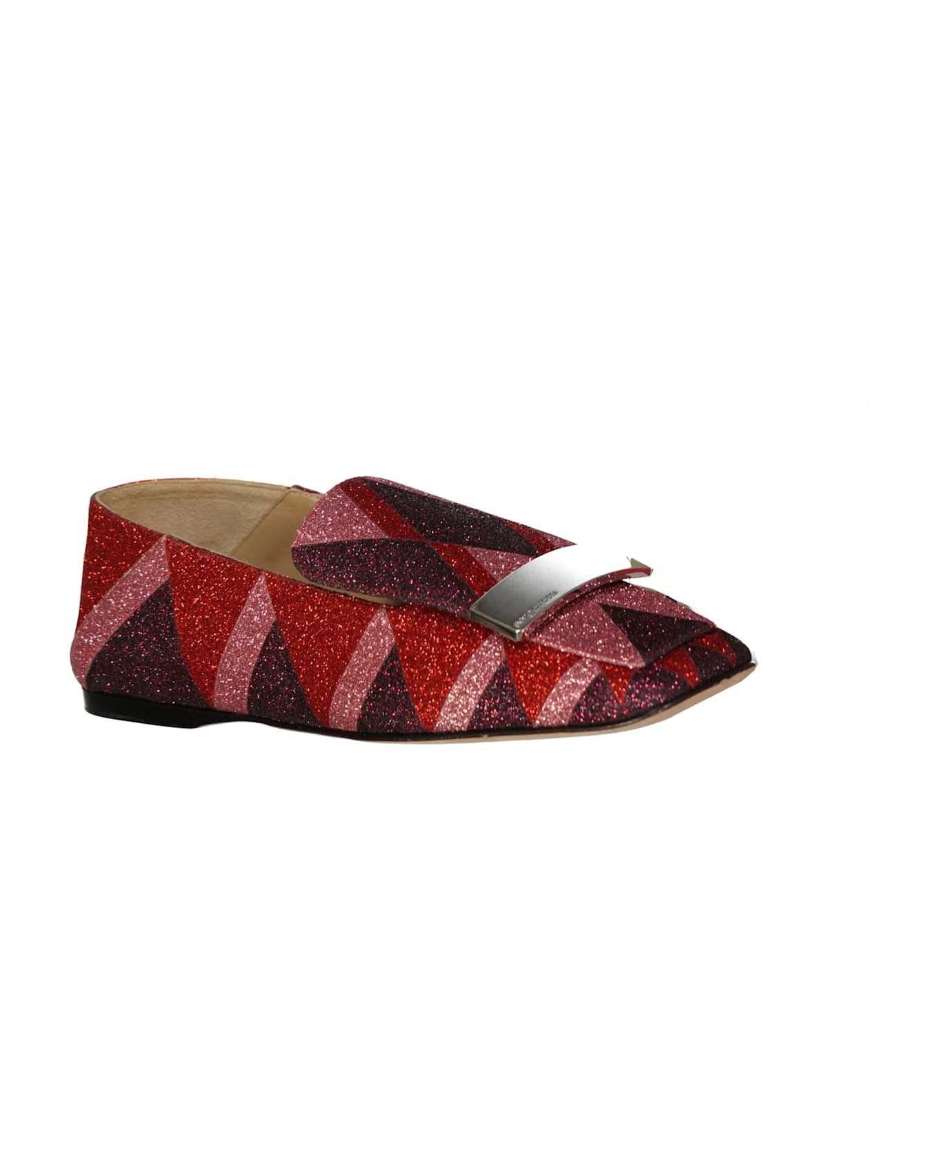 Sergio Rossi Glitter Loafers - Red