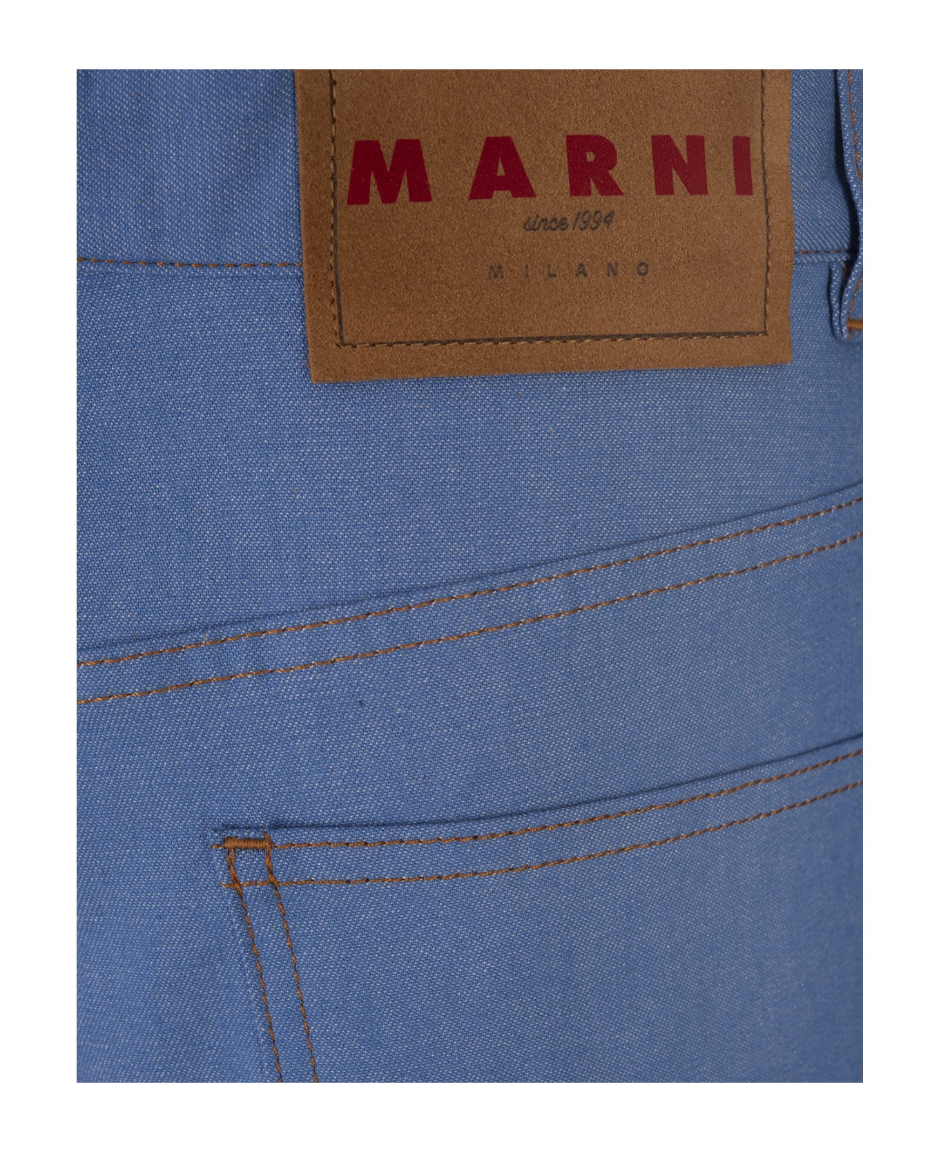 Marni Blue Denim Stretch Flared Trousers - Blue