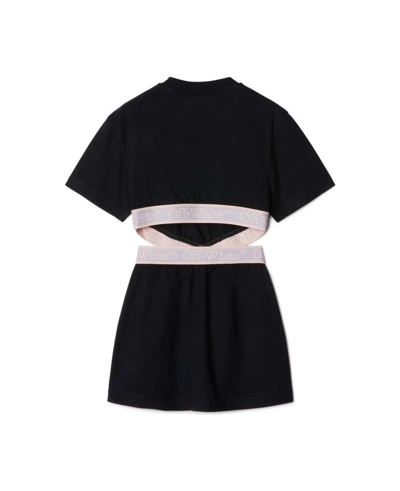 Off-White Black Mini Dress With Band In Cotton Girl - Black