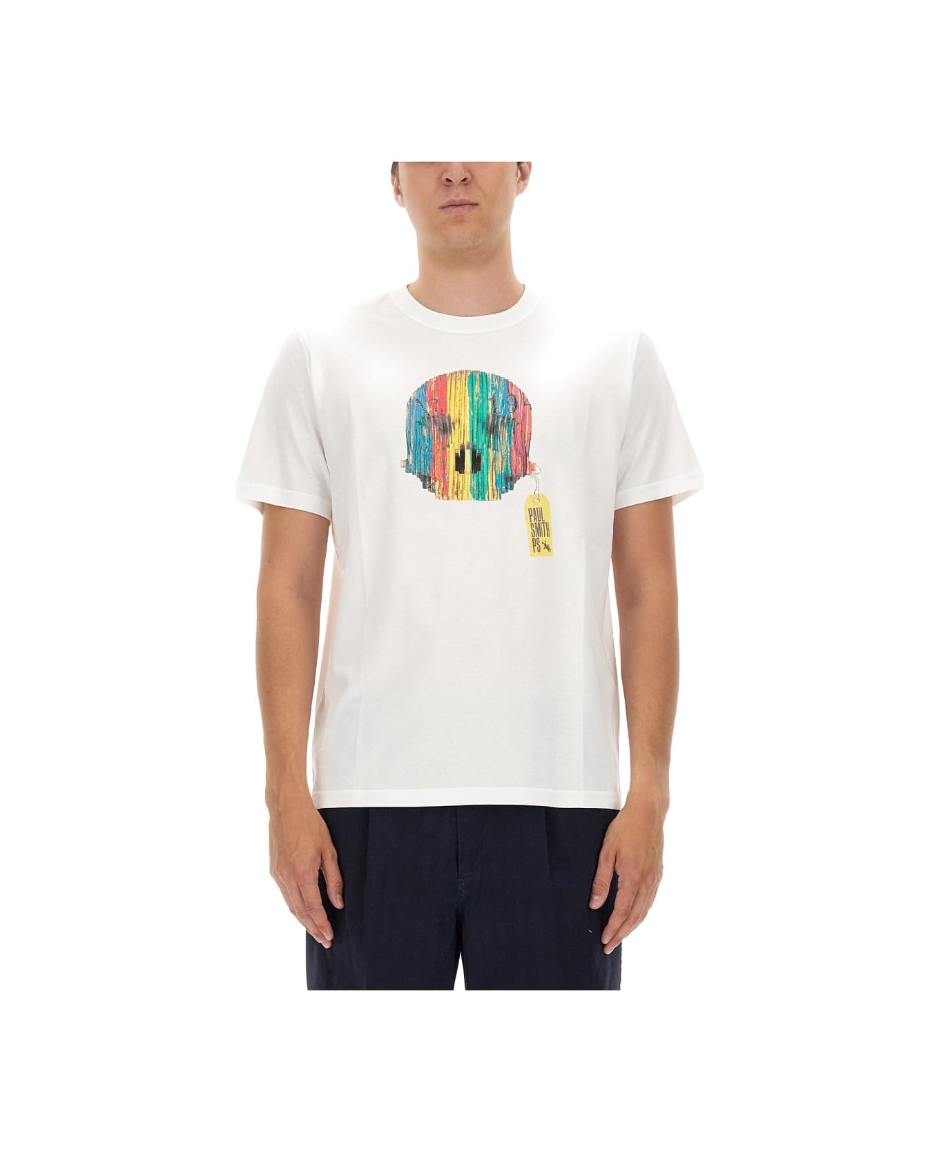 PS by Paul Smith Wooden Skull Print T-shirt - WHITE