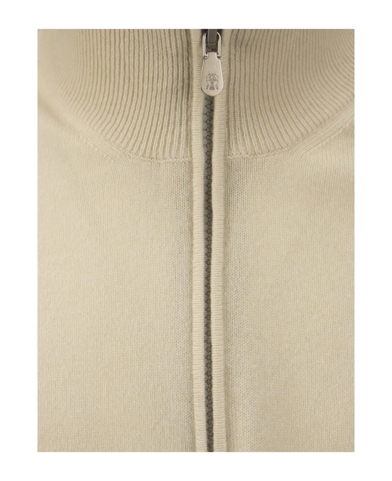 Brunello Cucinelli Cashmere Turtleneck Sweater With Zip - Sand