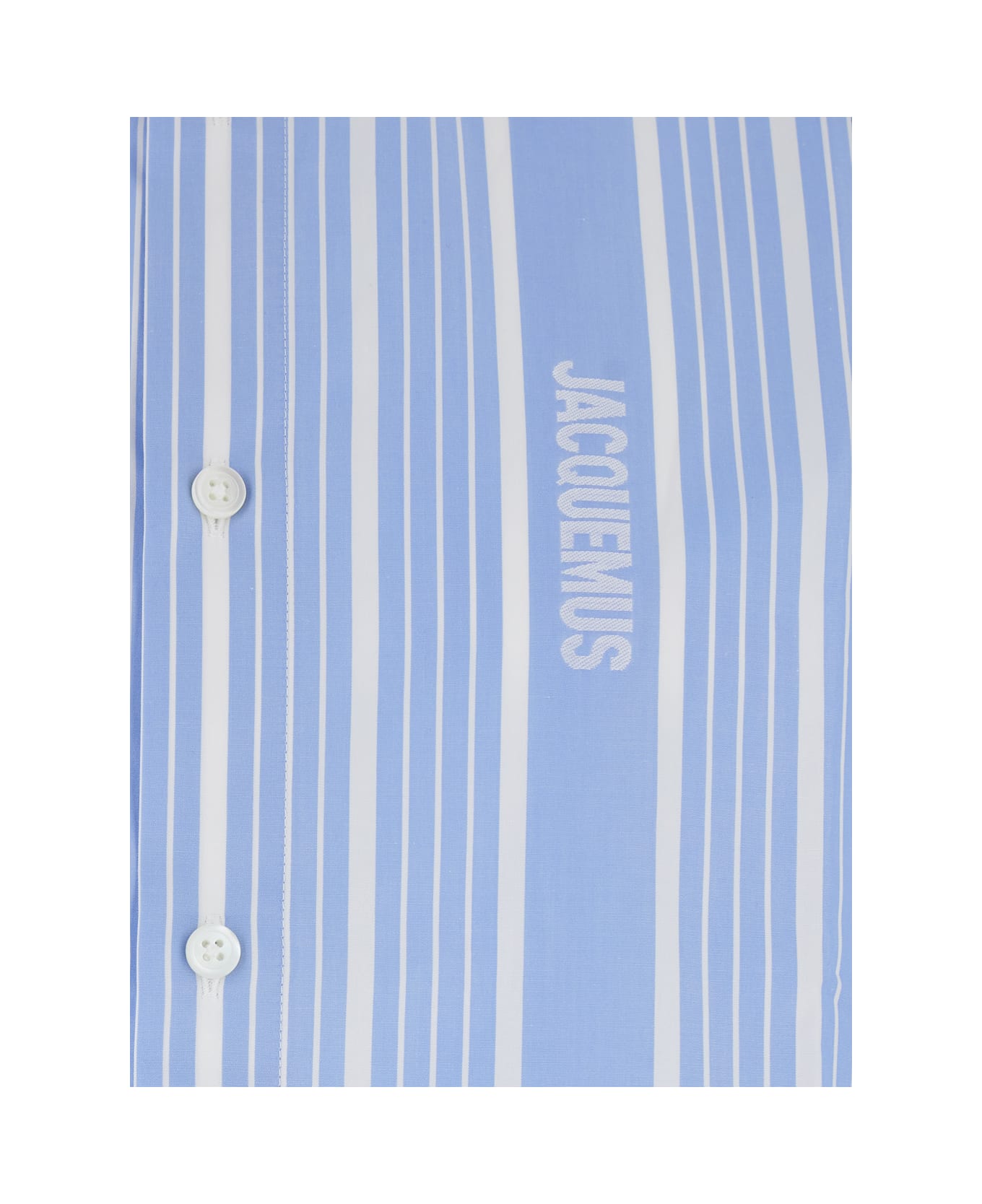 Jacquemus 
simon
 Light Blue Shirt With All-over Stripe Motif And Logo Lettering In Cotton Man - Light blue