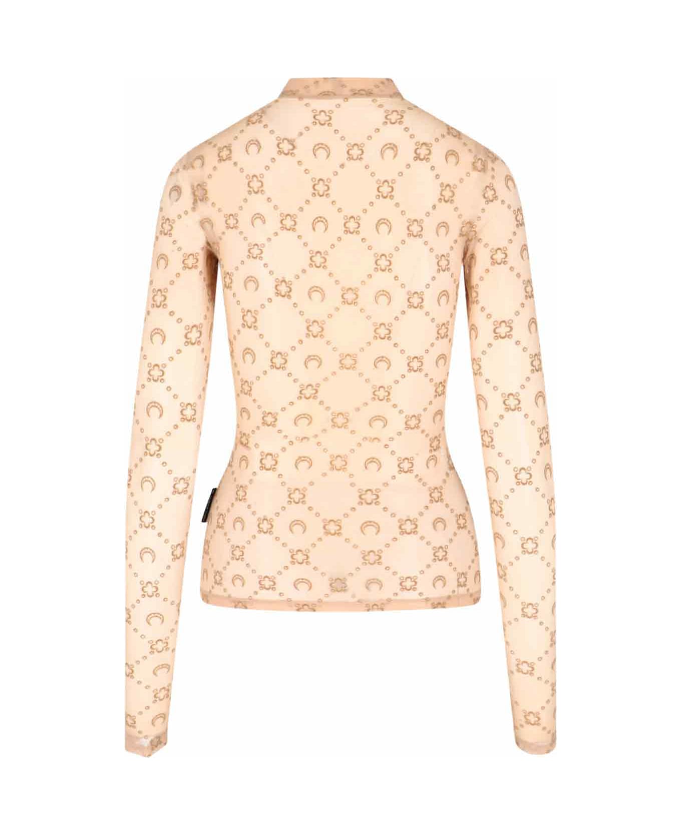 Marine Serre Top "moonogram Mesh Flock" - Beige