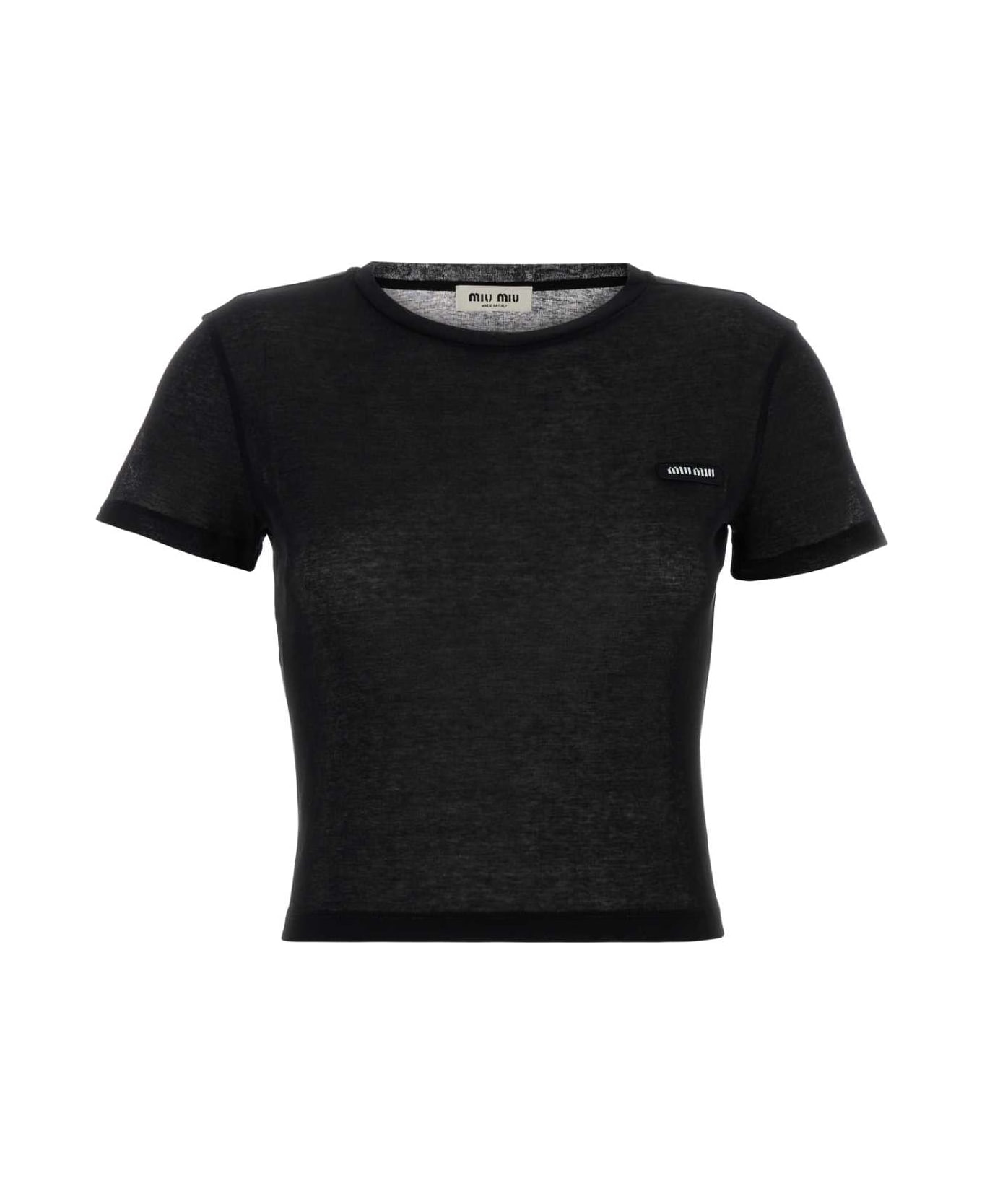 Miu Miu Black Cotton T-shirt - NERO