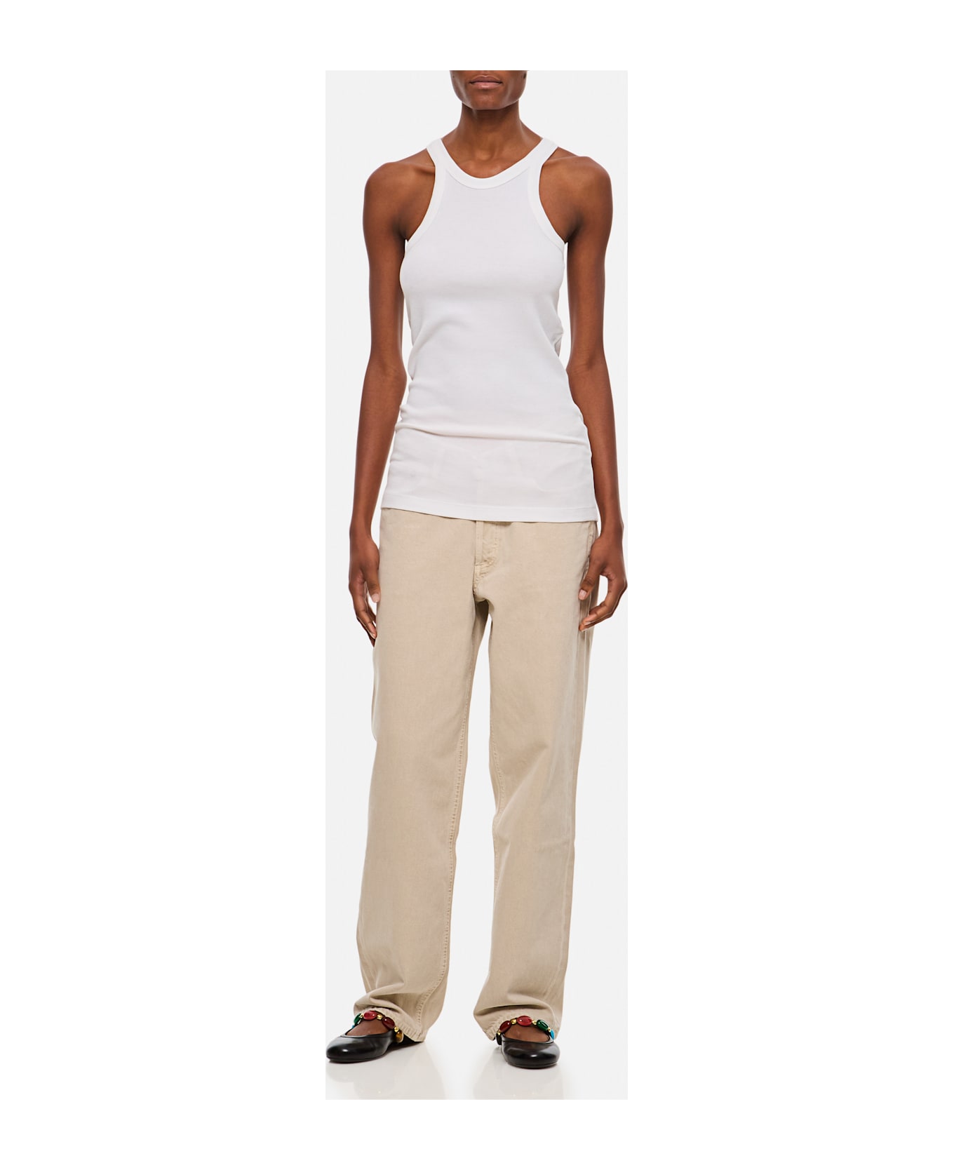 SportMax Ribbed Tank Top - White