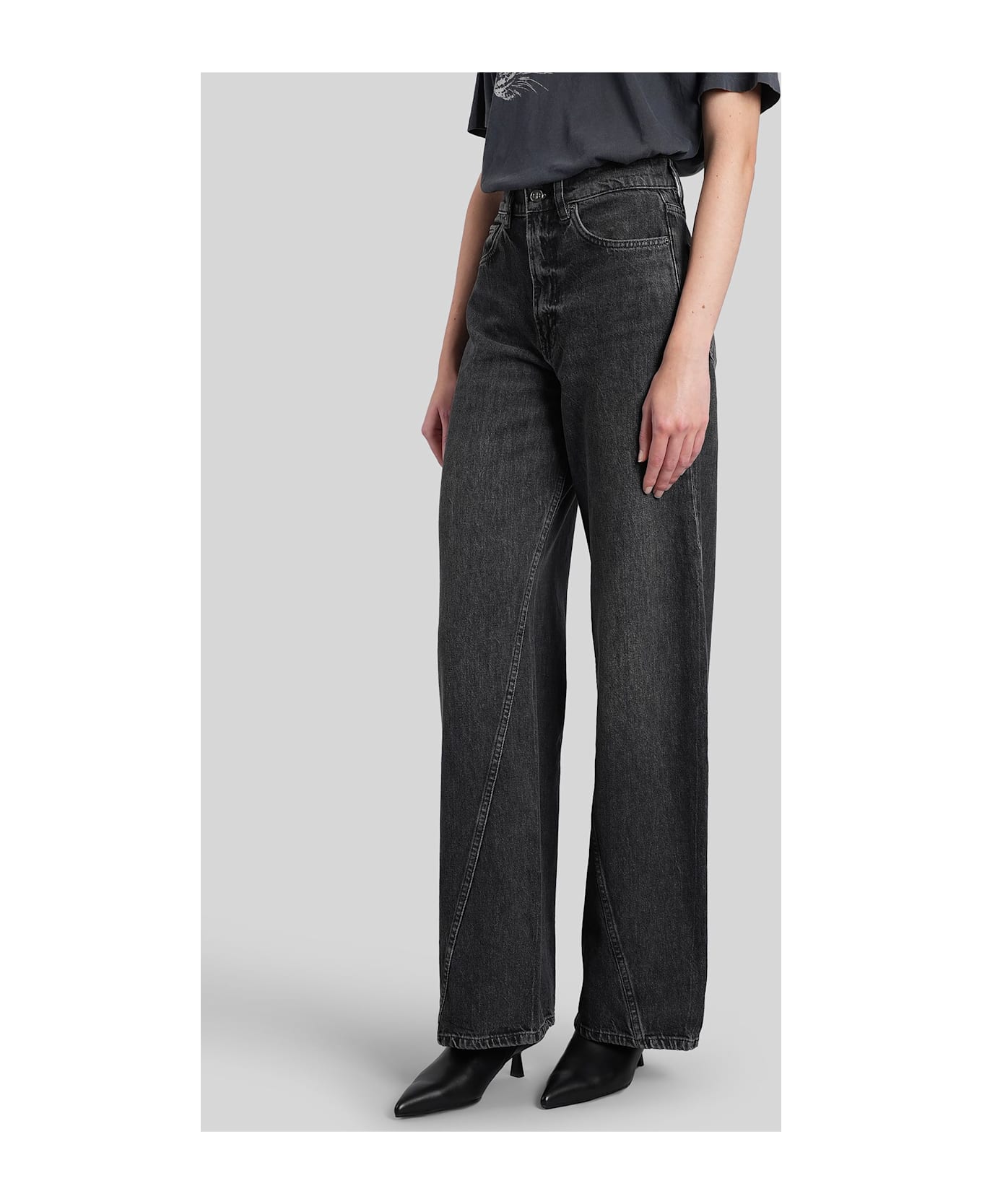 Anine Bing Brie Jeans In Black Cotton - black