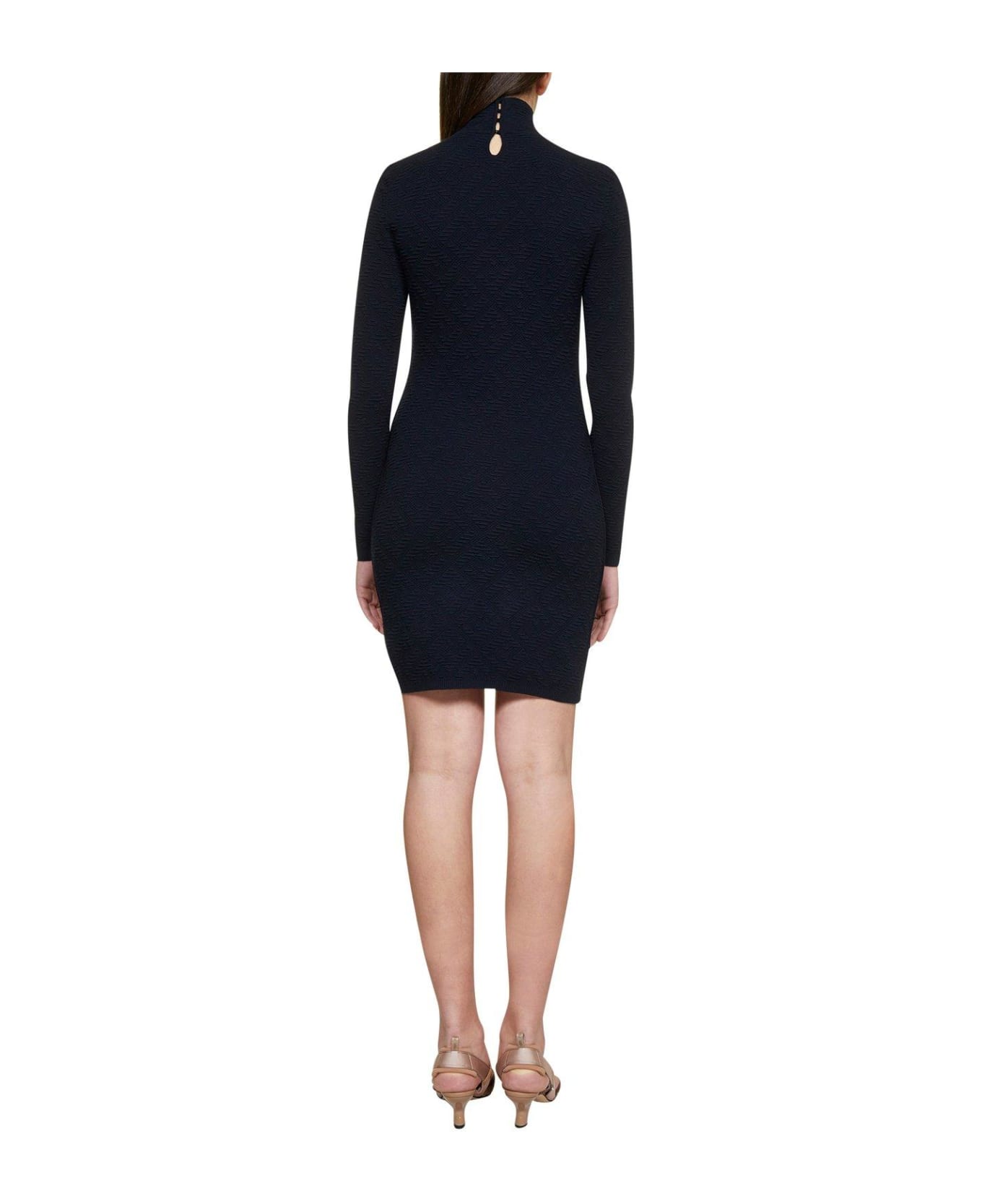 Fendi Ff Jacquard High-neck Mini Dress