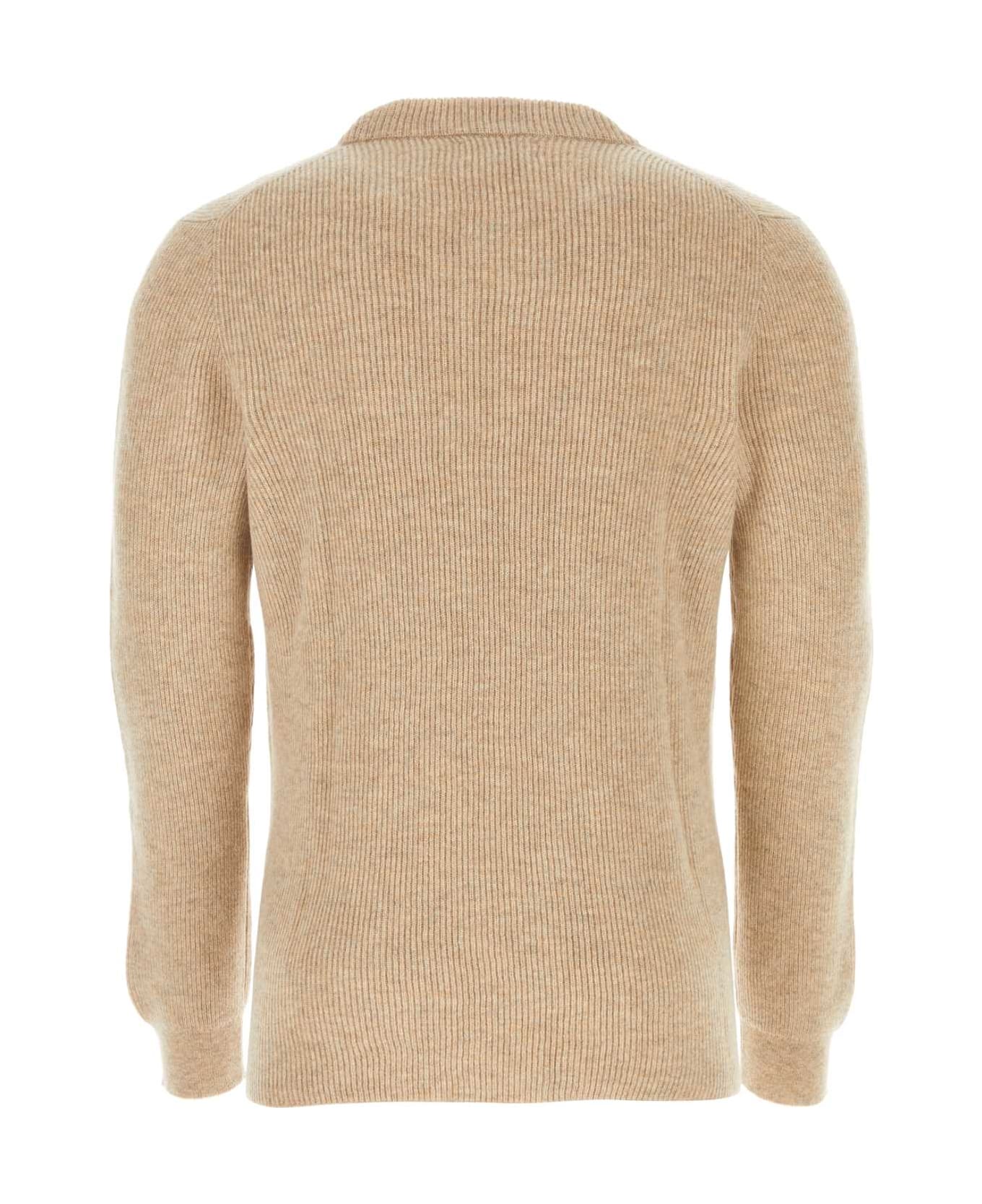 Johnstons of Elgin Beige Cashmere Sweater - OATMEAL