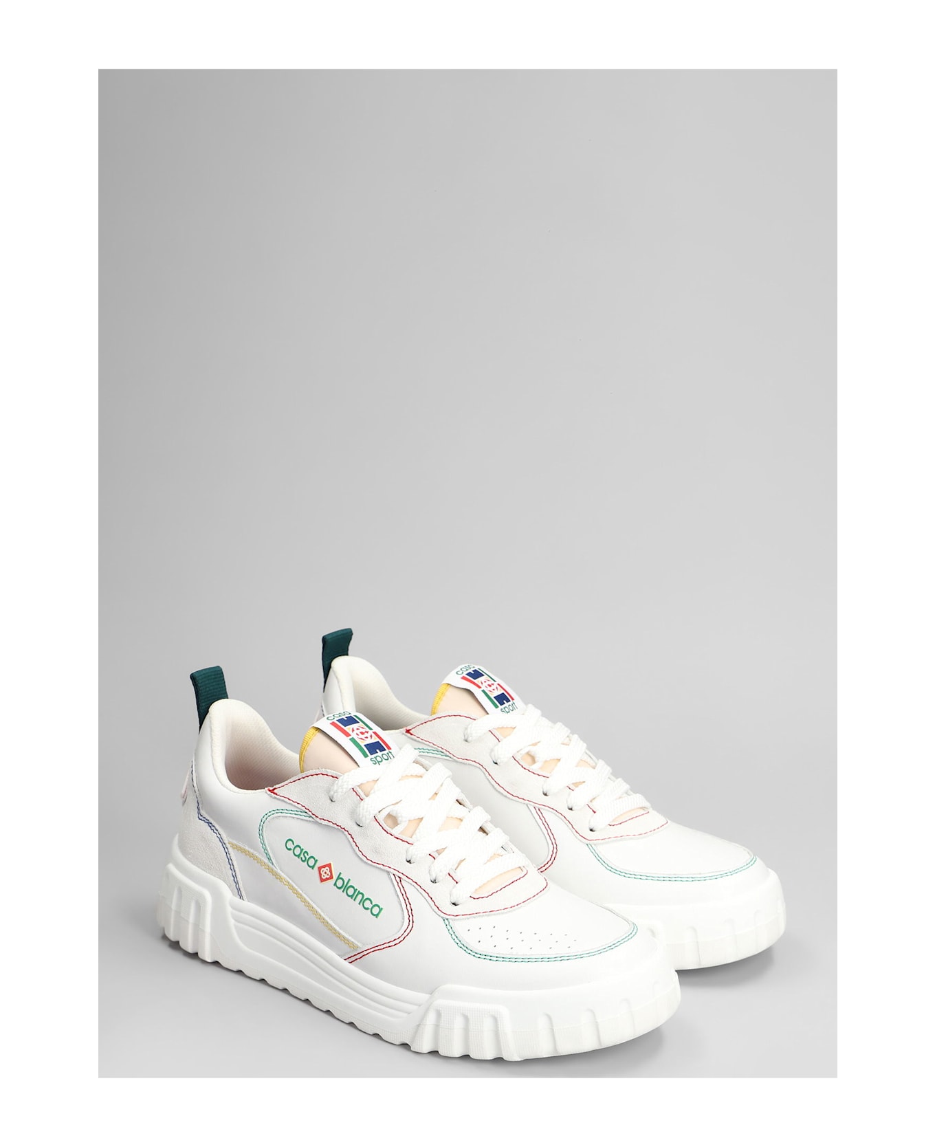 Casablanca Court Sneakers In White Leather - white