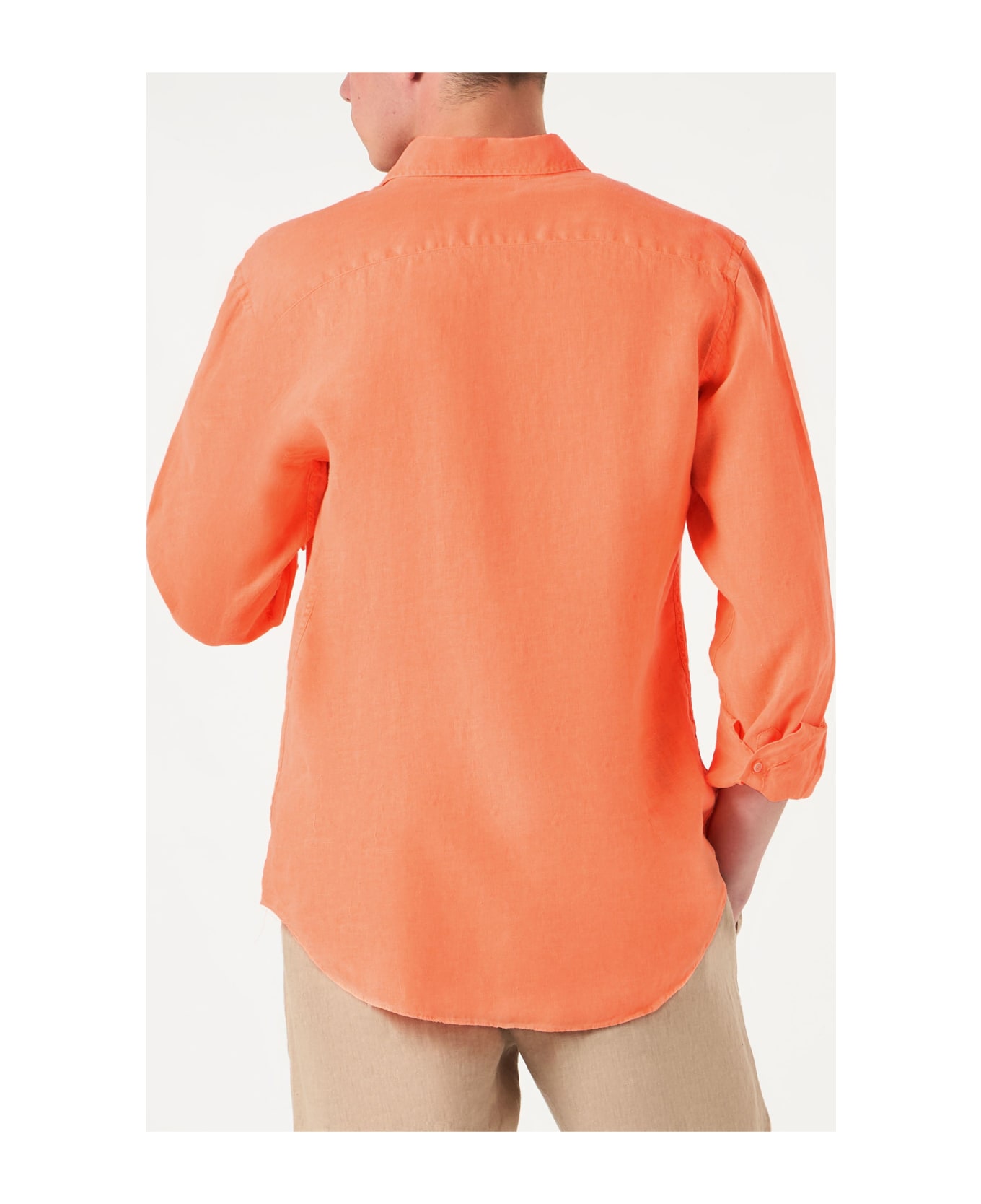 MC2 Saint Barth Man Fluo Orange Linen Pamplona Shirt - ORANGE