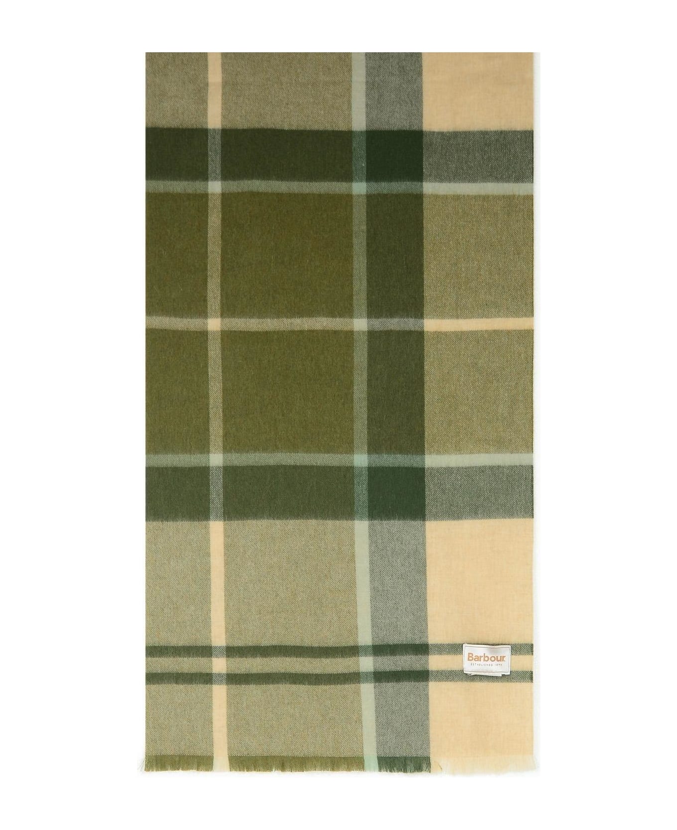 Barbour Rosefield Tartan Frayed Edege Scarf - Ancient Loden