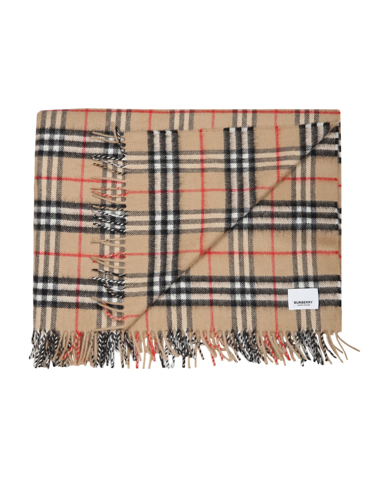Burberry Beige Blanket For Baby Kids With Iconic Check - Beige アクセサリー＆ギフト