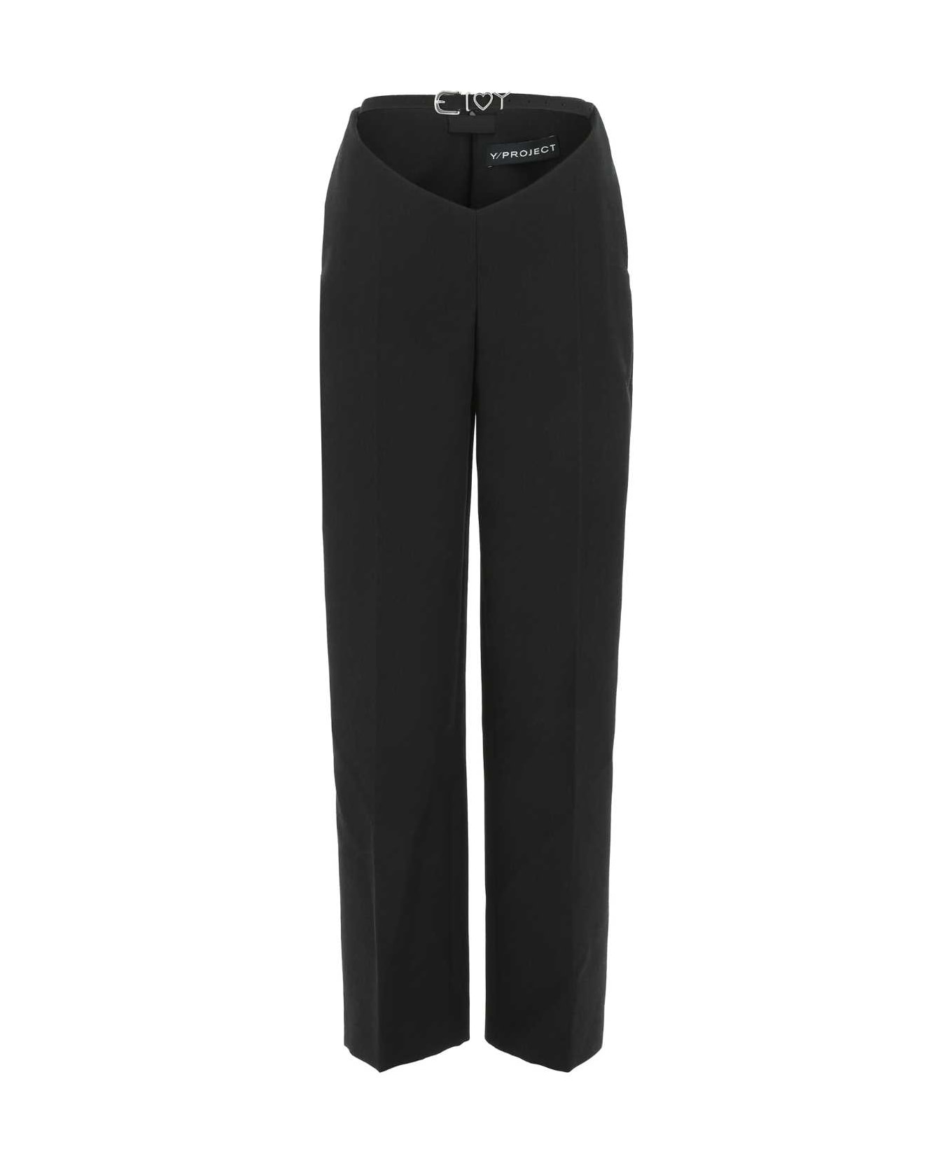 Y/Project Black Wool Wide-leg Pant - BLACK