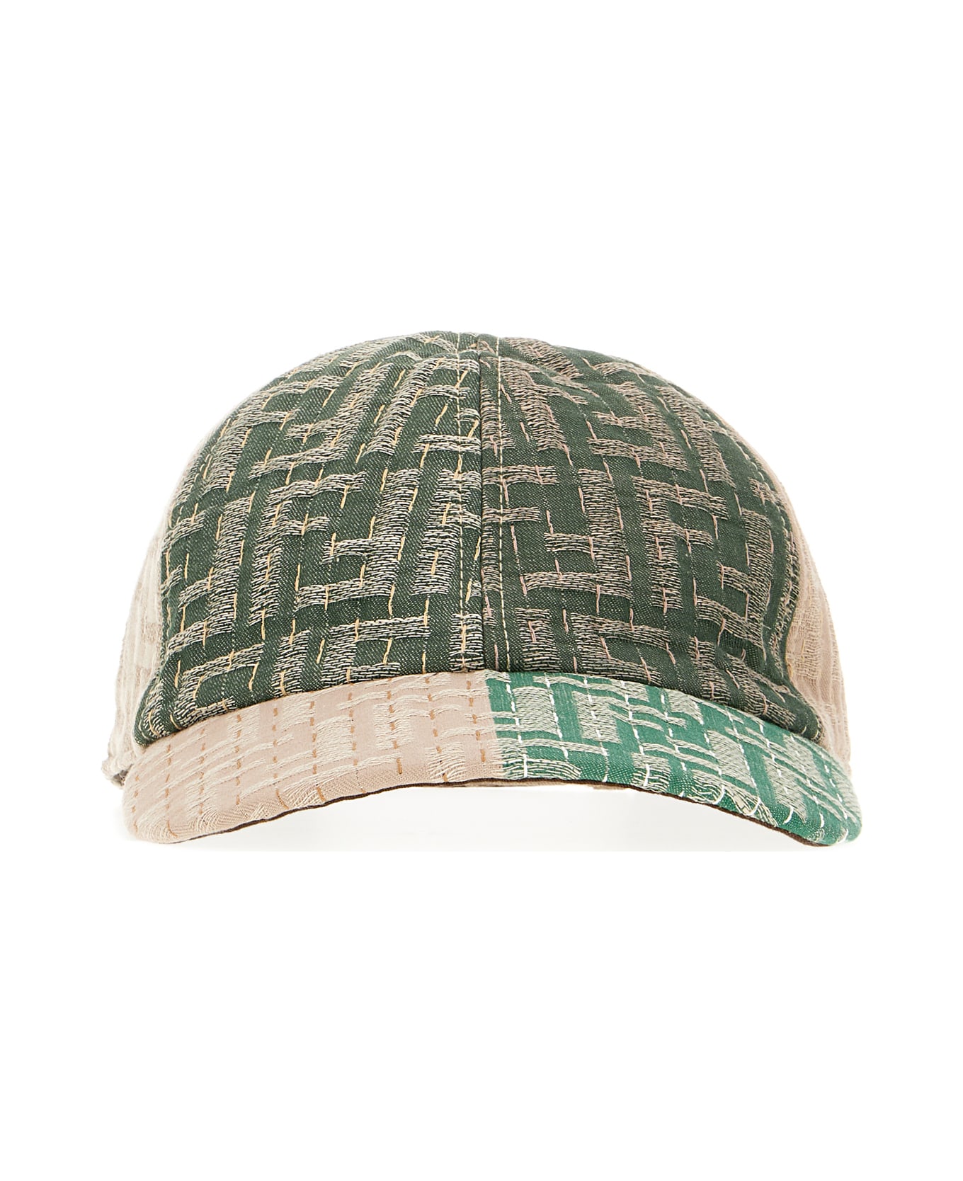 Fendi Embroidered Cotton Blend Baseball Cap - BEIGE