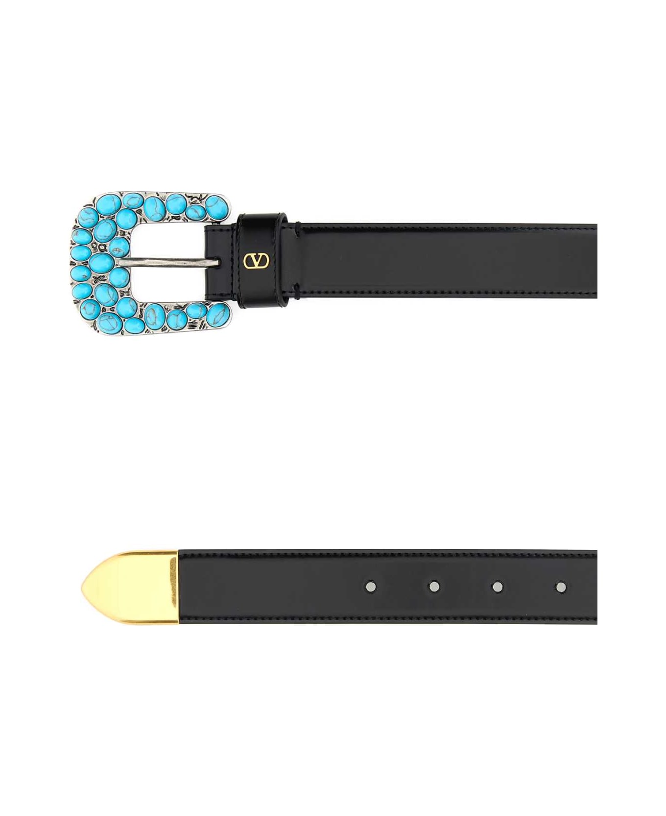 Valentino Garavani Black Leather Belt - NERO