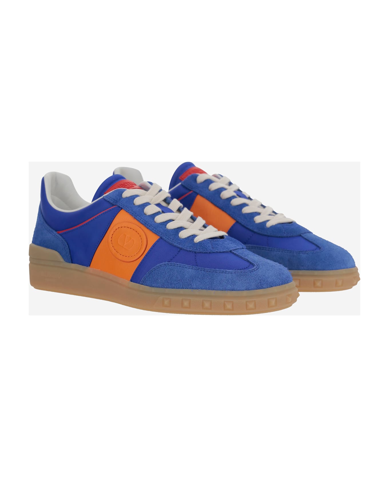 Valentino Garavani Multicolor Split Leather And Leather Upvillage Sneakers - Blu