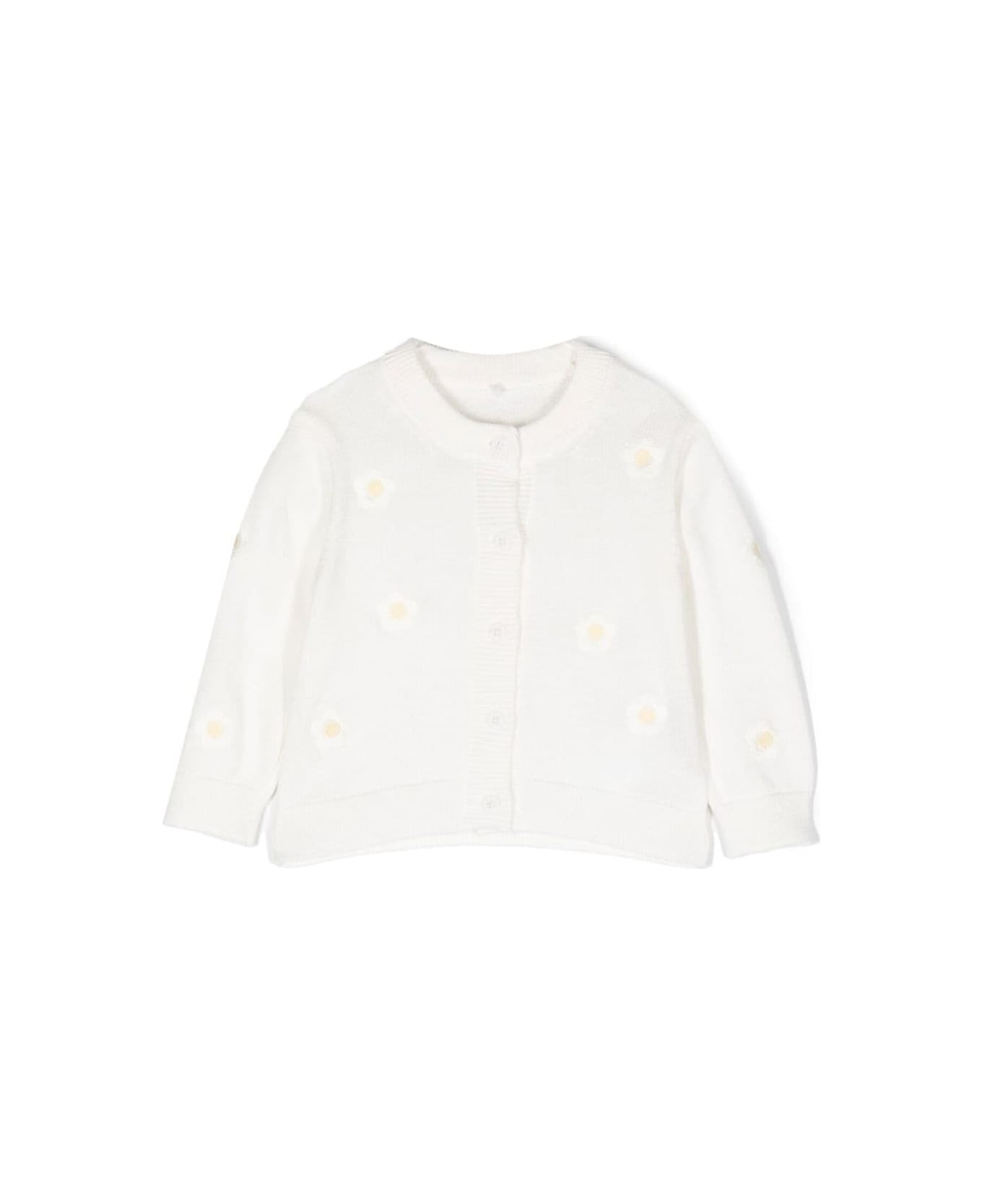 Stella McCartney Kids Floral-embroidered Cardigan In White Cotton Girl - White ニットウェア＆スウェットシャツ