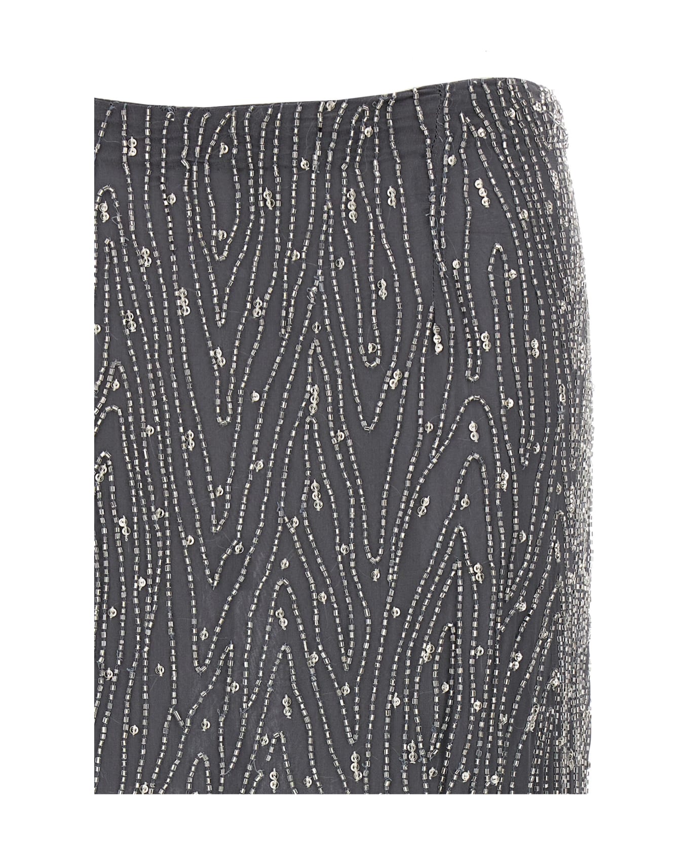 Parosh Beads And Sequins Skirt - Gray