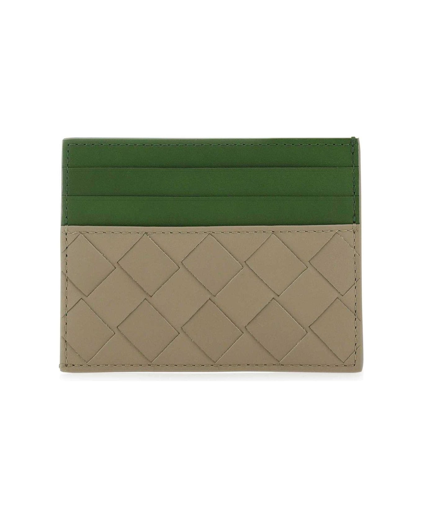 Bottega Veneta Woven Leather Card Holder - Taupe, avocado 財布