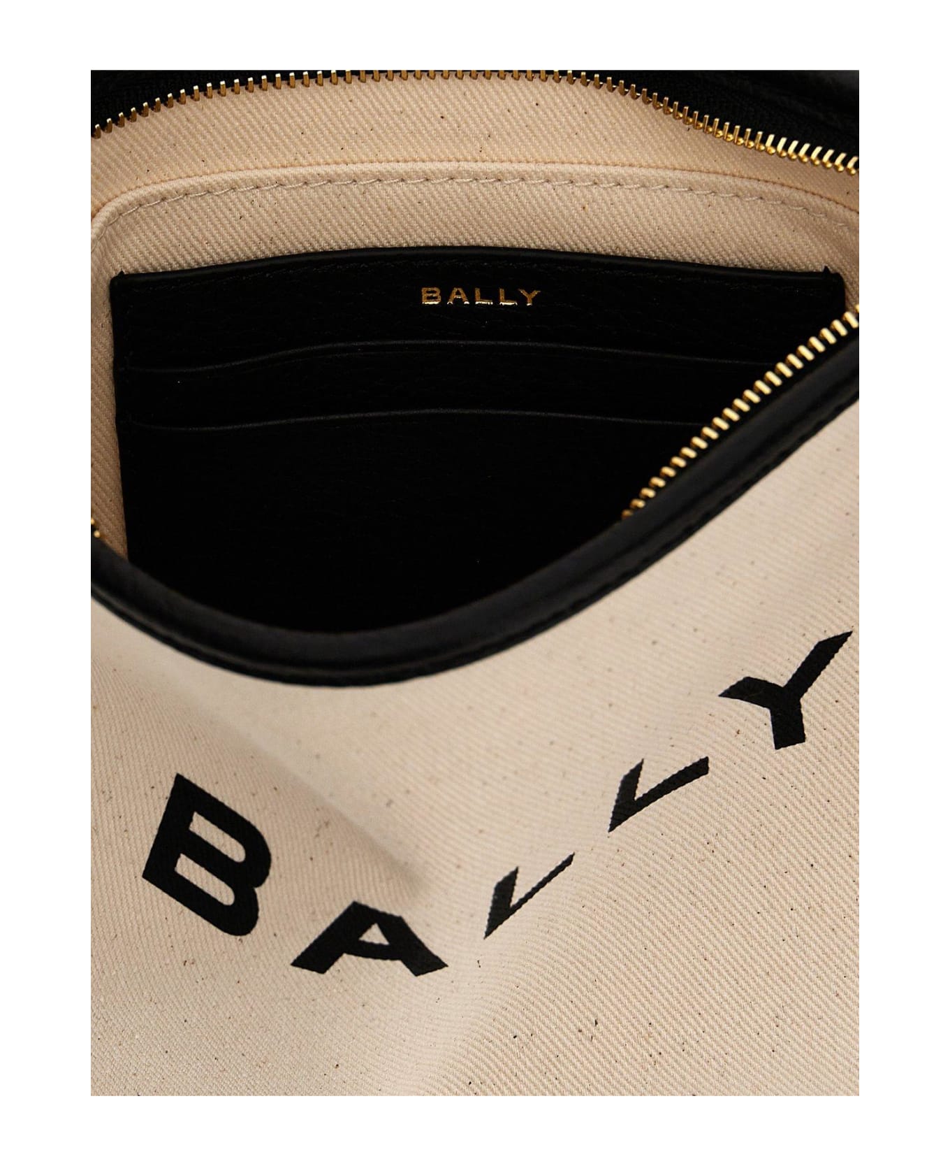 Bally Logo Printed Zipped Clutch Bag - NEUTRALS